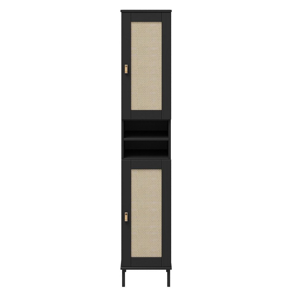 Main Möbel Hochschrank Badhochschrank 35x190cm 'Seattle' Kiefer massiv schwarz