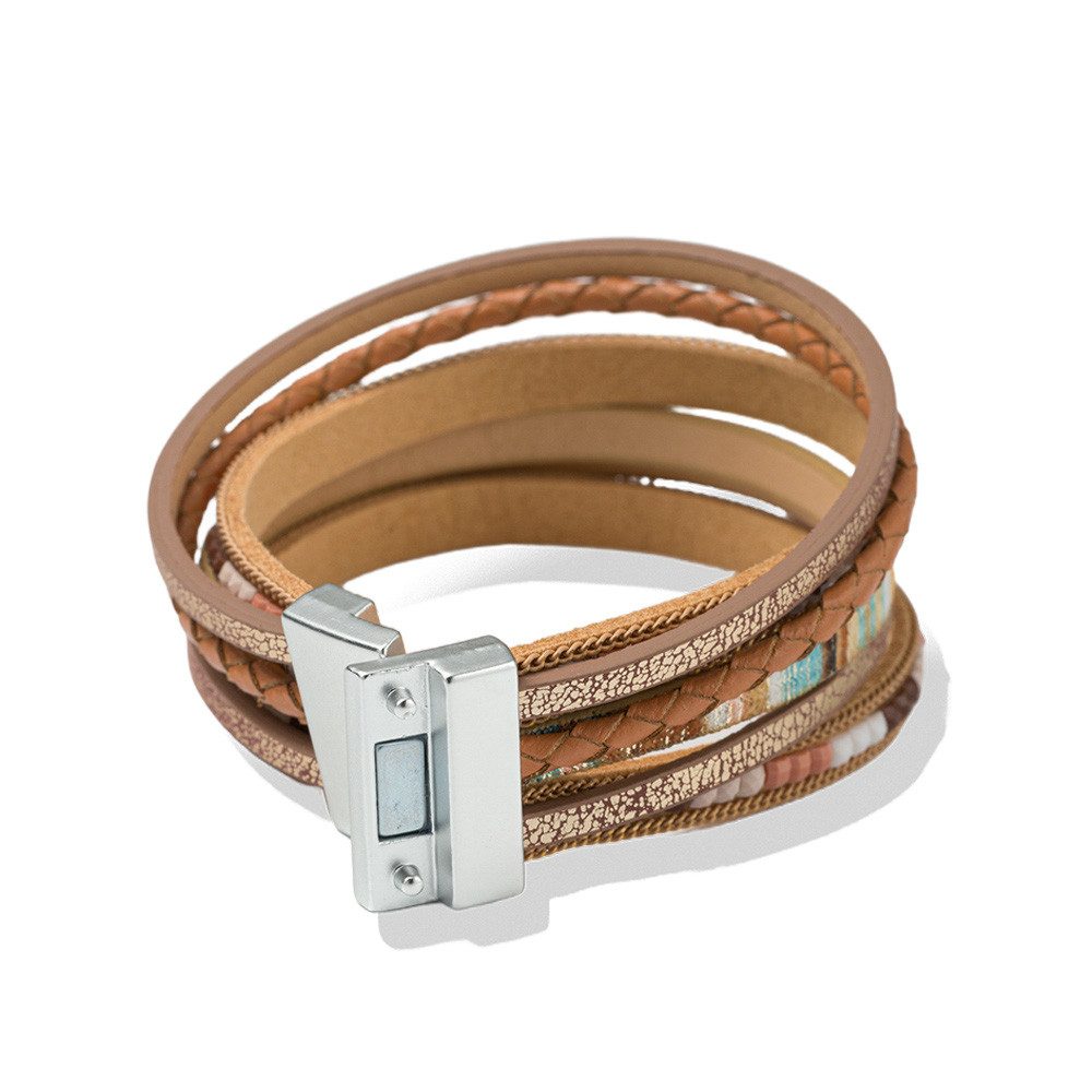 Firetti Armband Schmuck Geschenk Edelstahl Leder Armschmuck Armkette, Made in Germany