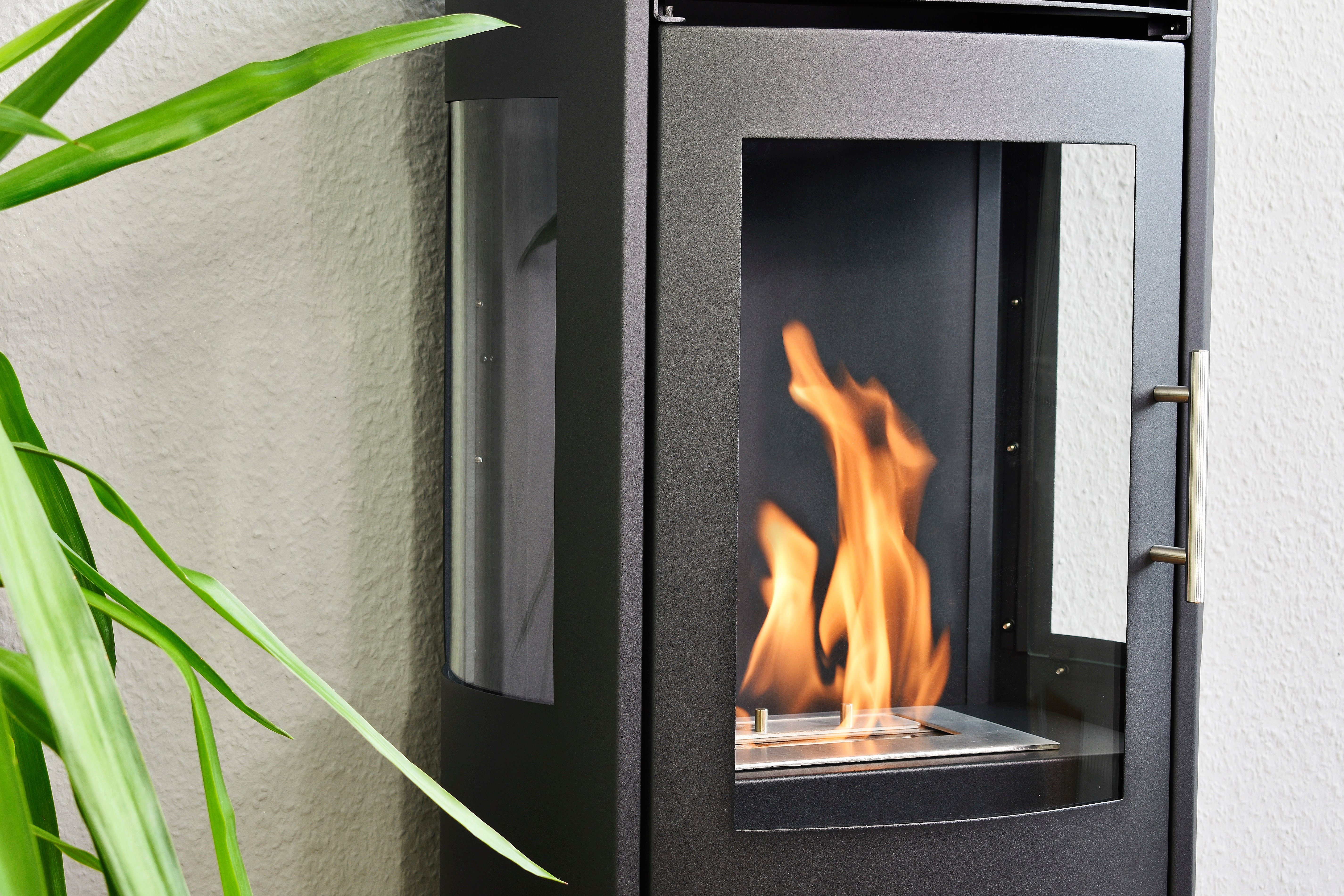 GLOW FIRE Echtfeuer-Dekokamin Ethanolkamin Göteborg Bioethanol Kamin, Kaminofen mit 2KW Heizleistung, Ethanol Standkamin mit 6h Brenndauer