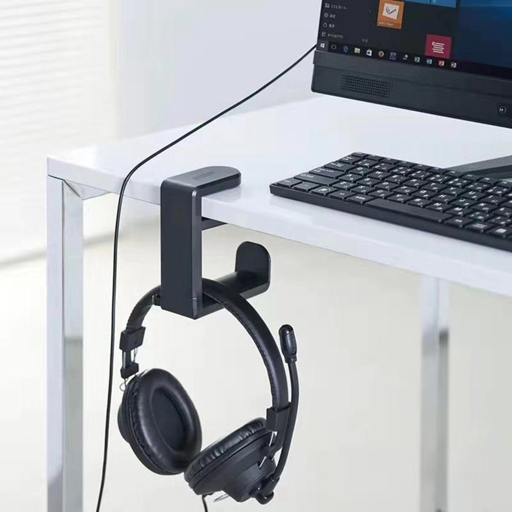 Kopfhörerständer Schwarz mit TUABUR Kabelclip-Organizer Gaming-Headset-Hakenhalter integriertem