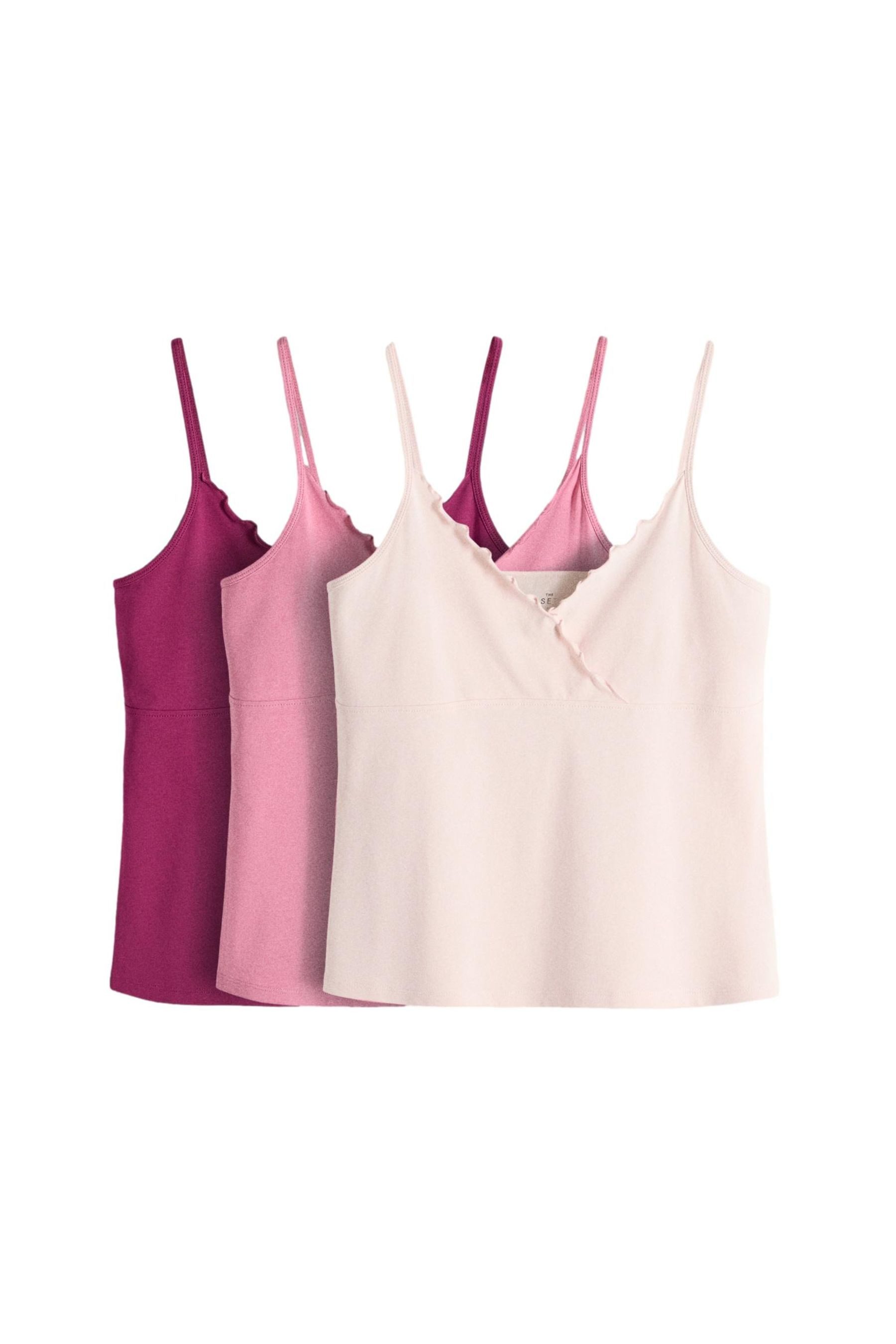The Set Trägertop The Set verkürzte Camisoles mit Rüschen, 3er-Pack (3-tlg)
