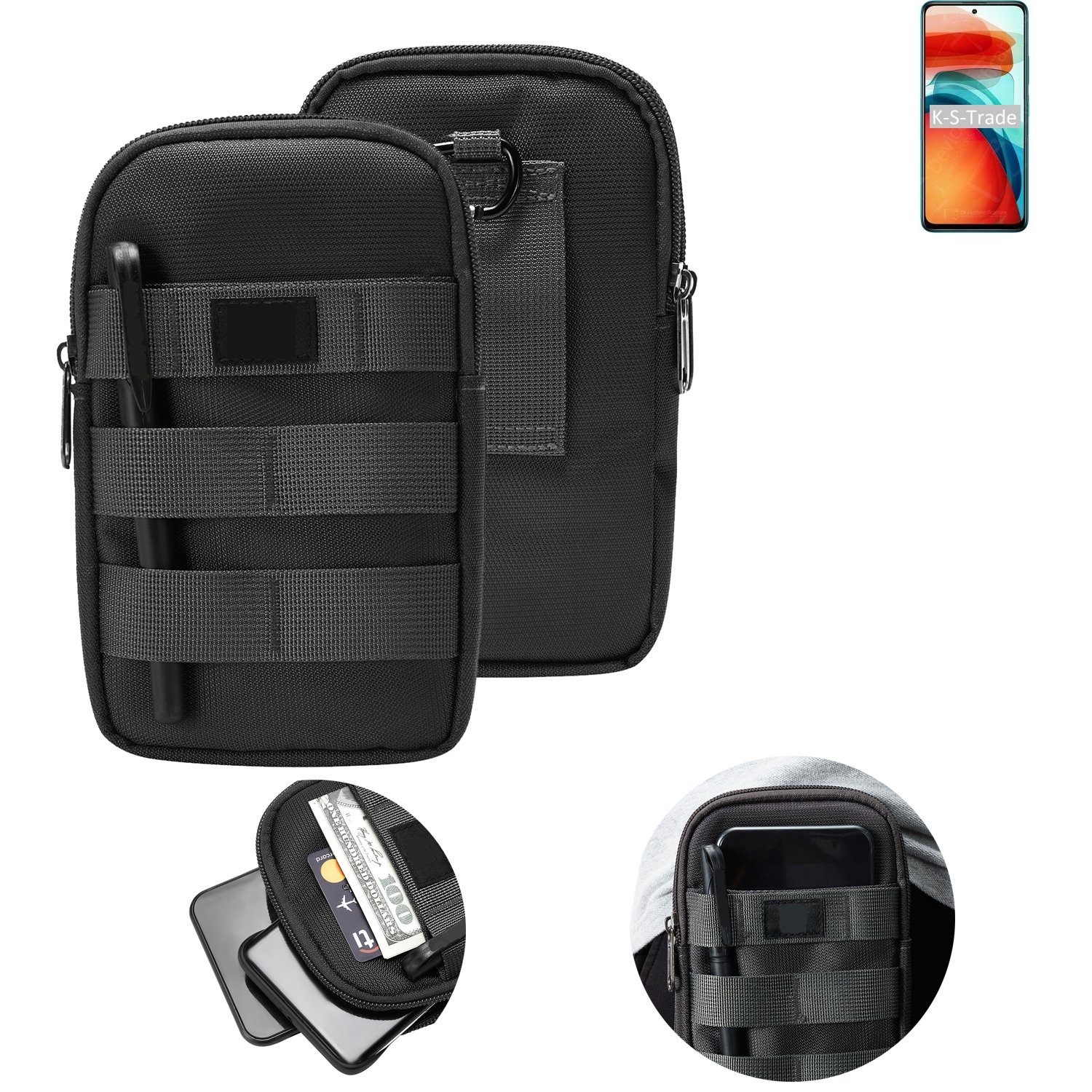K-S-Trade Handyhülle für Xiaomi Redmi Note 10 Pro China, Holster Gürtel Tasche Handy Tasche Schutz Hülle dunkel-grau viele