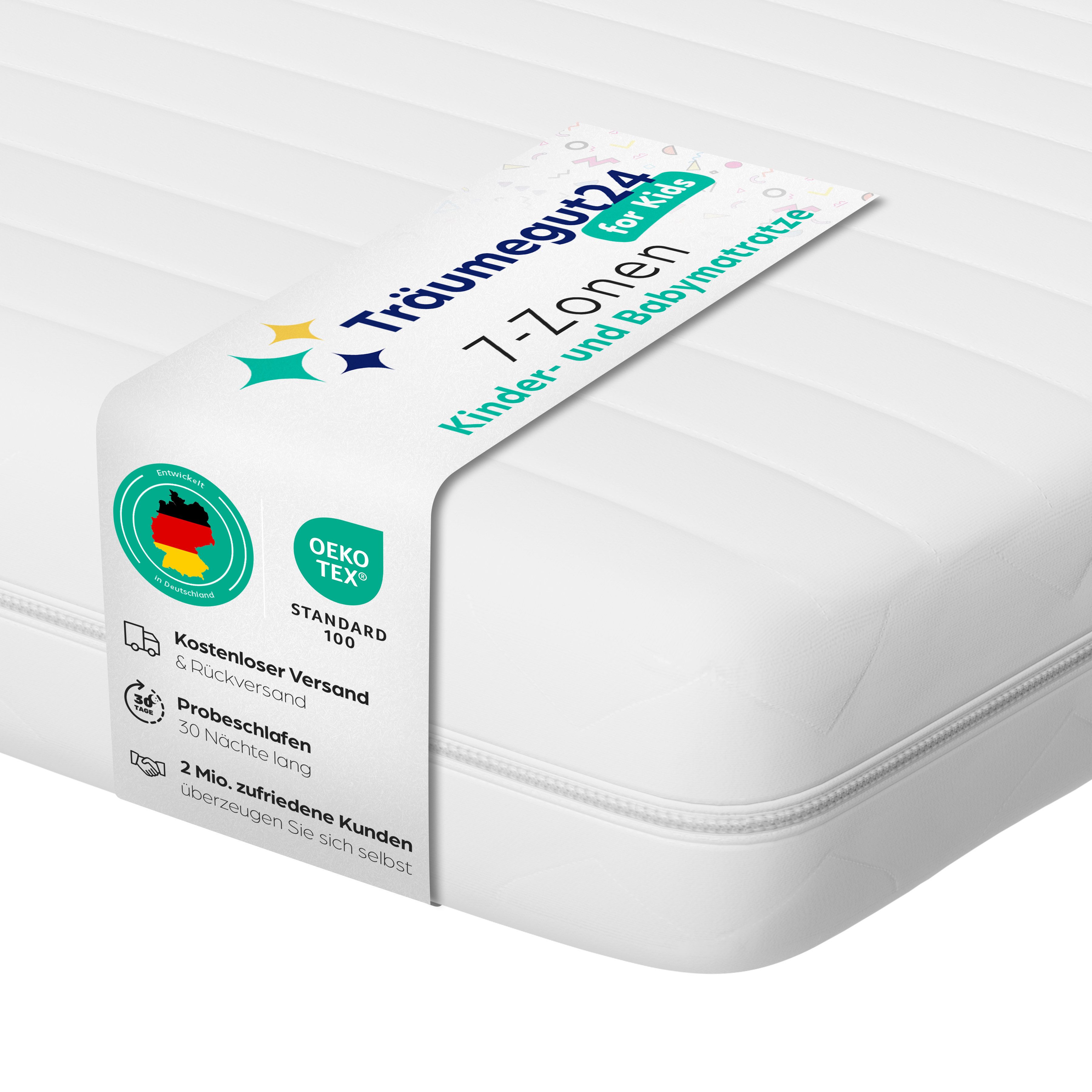 Kindermatratze und Babymatratze 70x140cm - mit zwei Liegeseiten & waschbarem Bezug, Träumegut24, 11 cm hoch, 9 cm Kernhöhe, Wendematratze mit atmungsaktiver Klimafaser