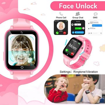 OKYUK Smartwatch (1,69 Zoll, Android iOS), Kinder smartwatch telefonanruf gesichtsentsperrung für jungen mädchen