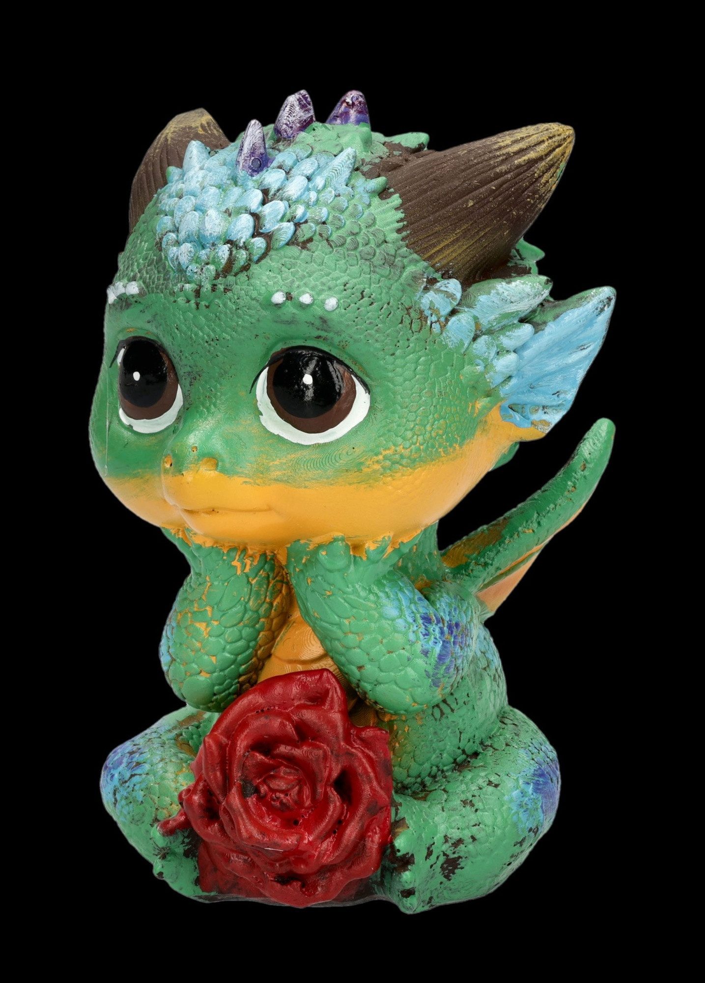 Figuren Shop GmbH Fantasy-Figur Drachen Figur Mini Cinders – Fantasy Statue Rose Dekofigur 8 cm Drache