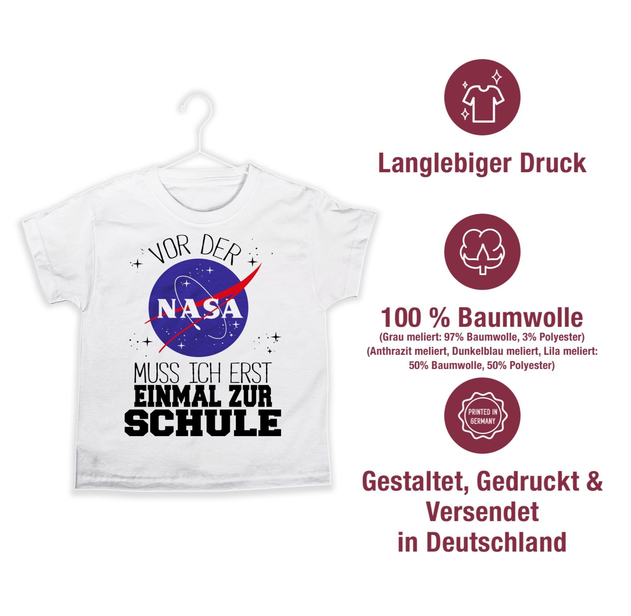 Einschulung zur Vor Geschenke muss Weiß 1 Nasa ich T-Shirt Shirtracer Junge Schule erst der Schulanfang schwarz einmal