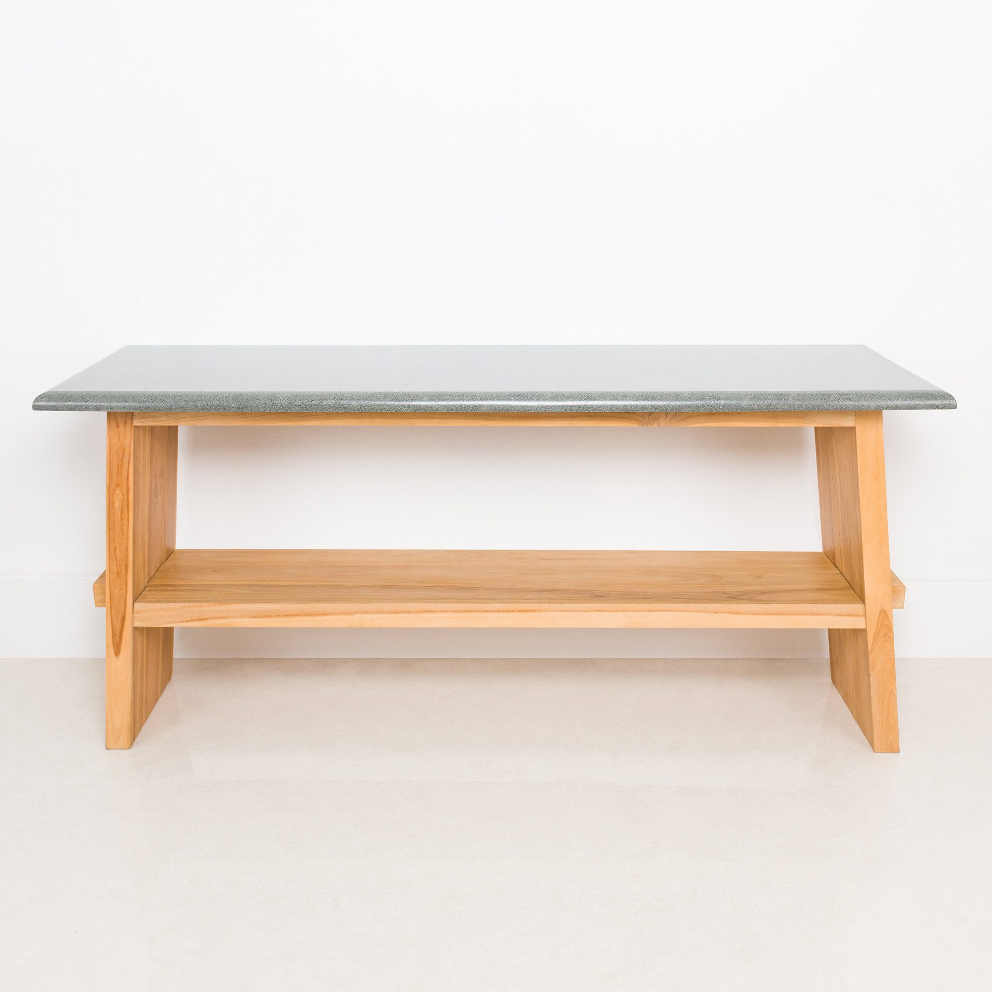 wohnfreuden Waschbeckenunterschrank Teakholz Waschtisch ZEN 160 cm mit Naturstein Platte