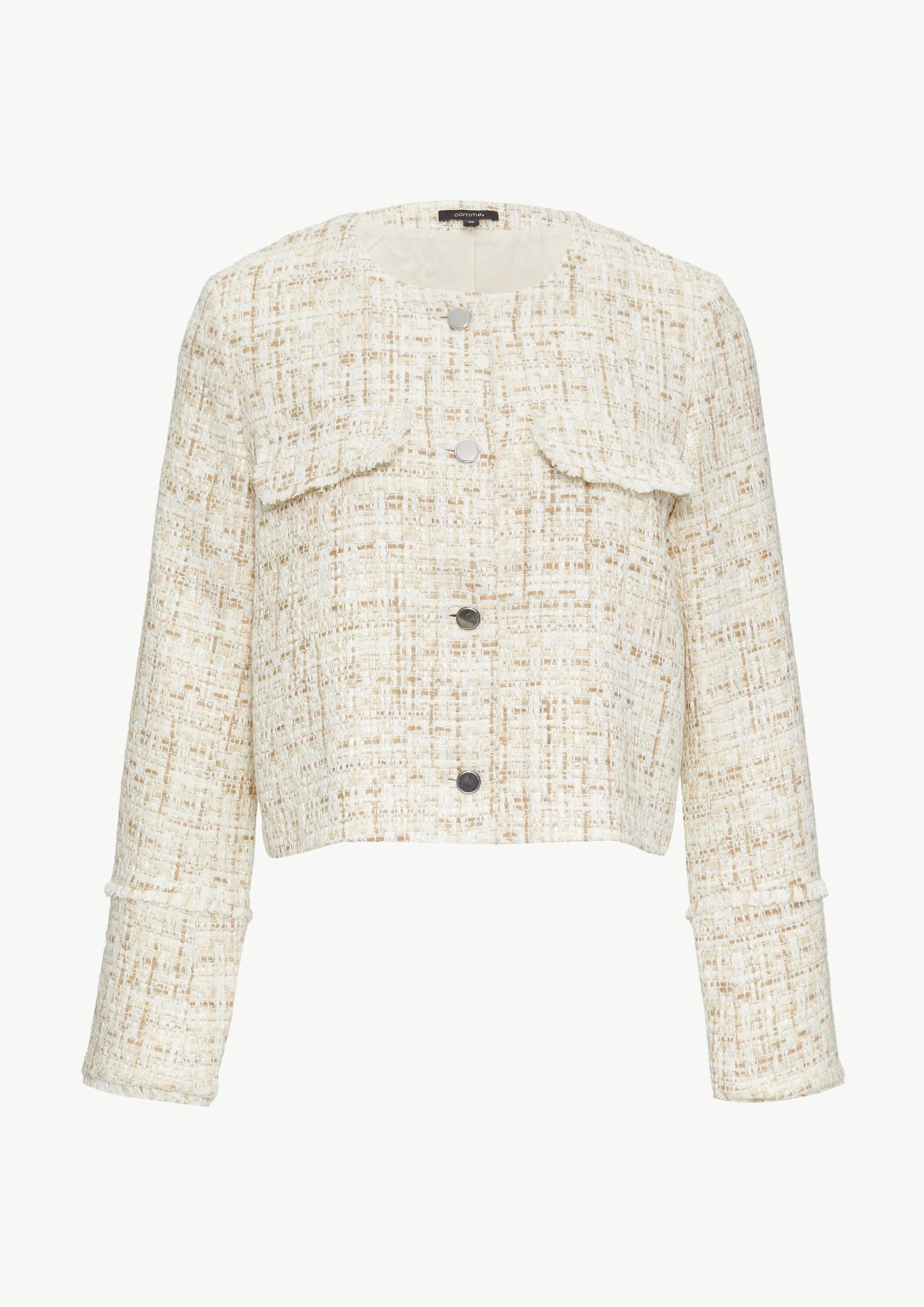 comma Funktionsjacke Indoor-Jacke Kurze Boucléjacke mit Glitzergarn