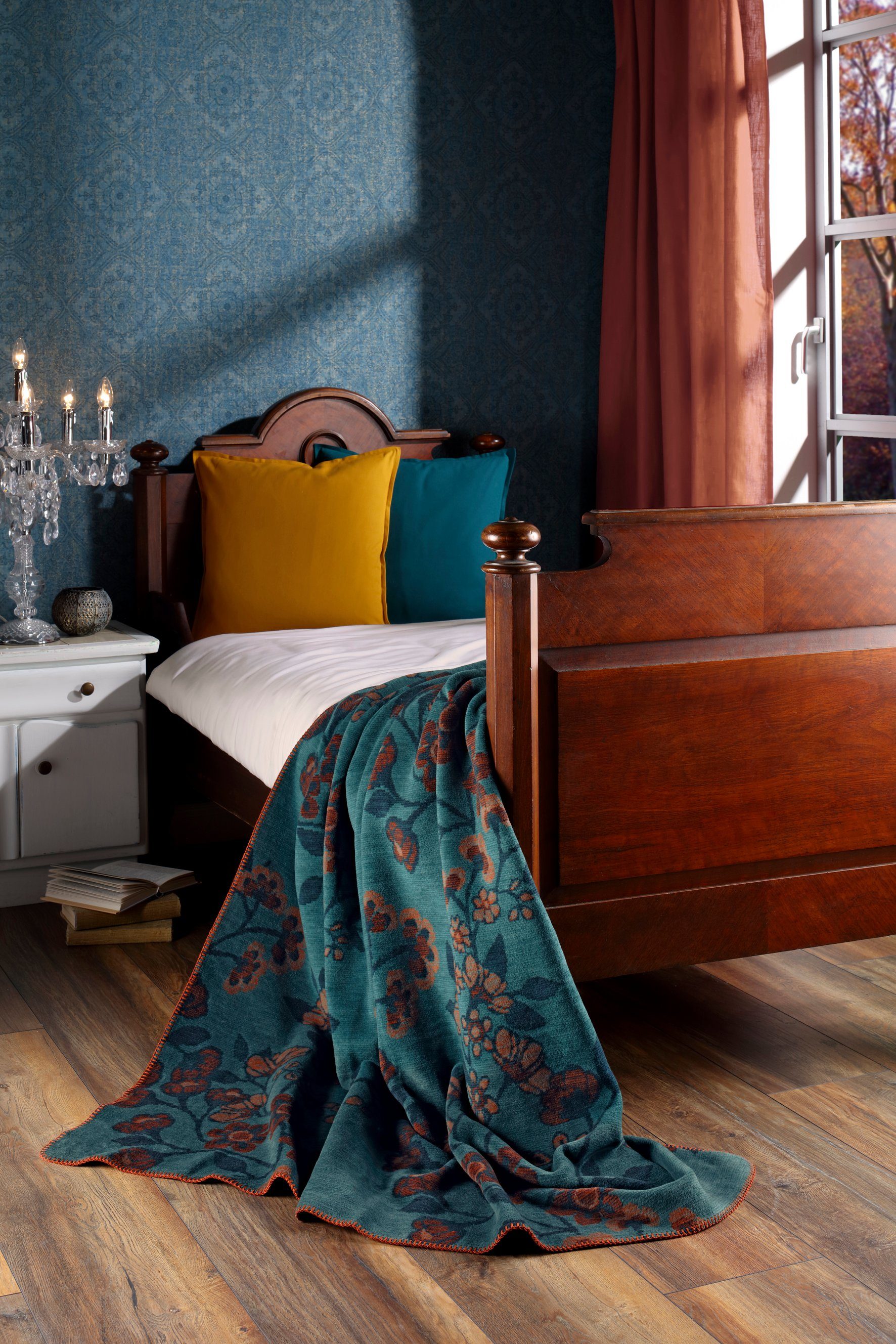 Wohndecke Oriental Flowers, florale Sofadecke in 150x200, Decke aus Baumwol günstig online kaufen