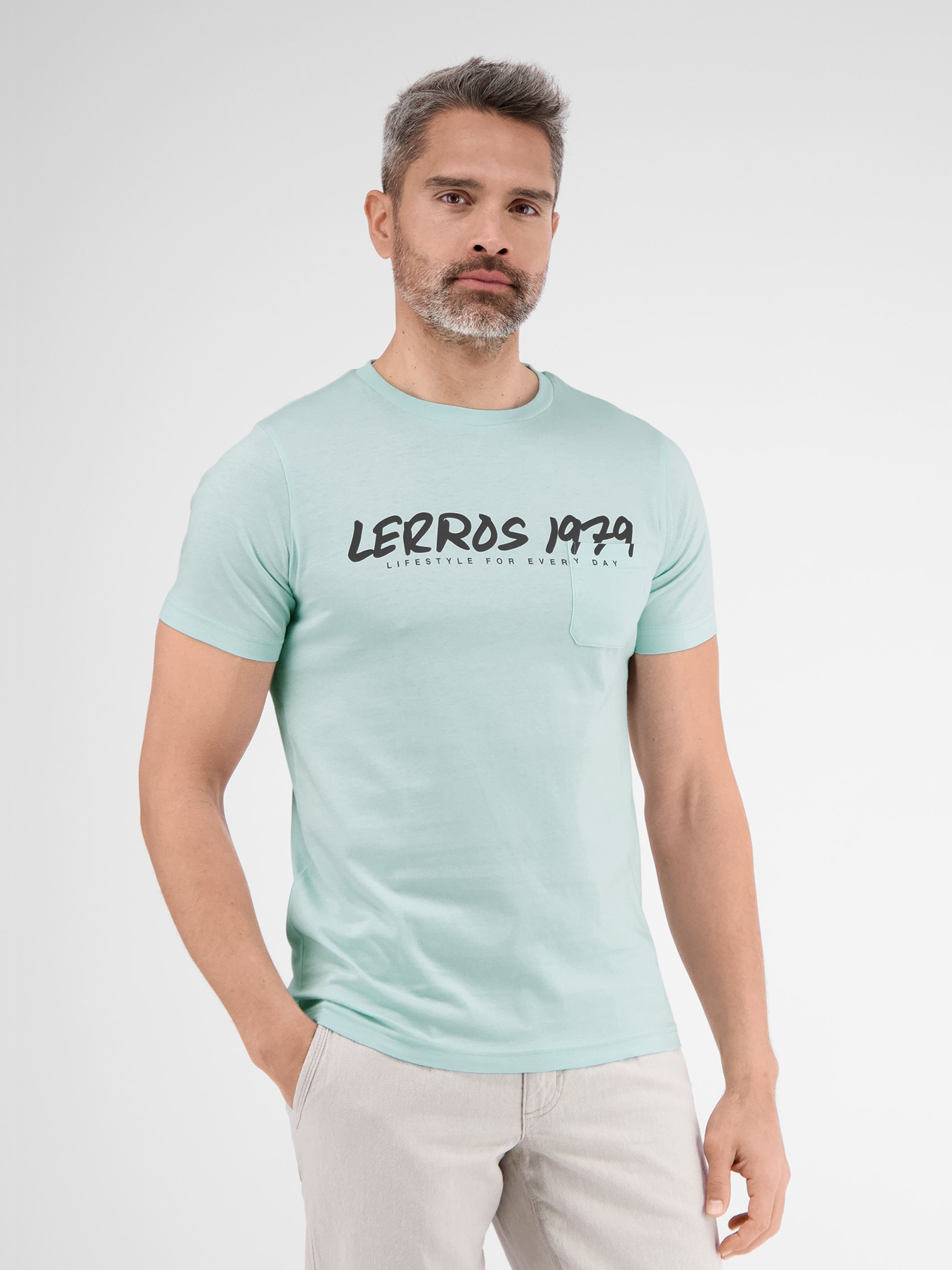 LERROS T-Shirt LERROS T-Shirt *LERROS 1979* TINTED AQUA