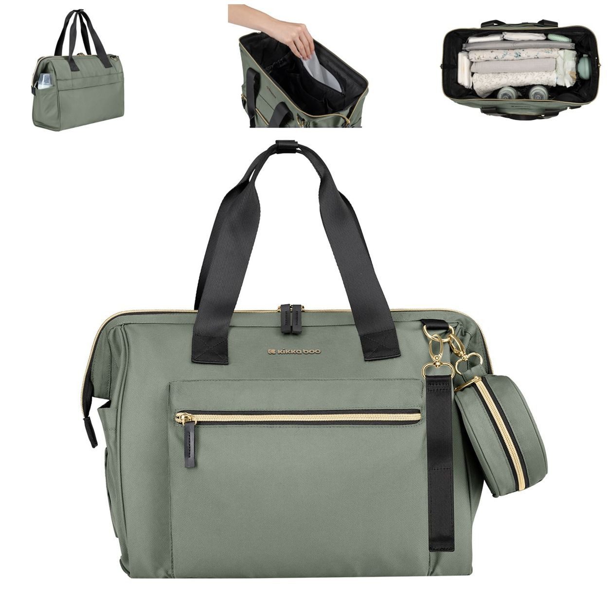 Kikkaboo Wickeltasche Maxi (1-tlg), Wickelunterlage, kleine Tasche, Reißverschluss, großes Hauptfach