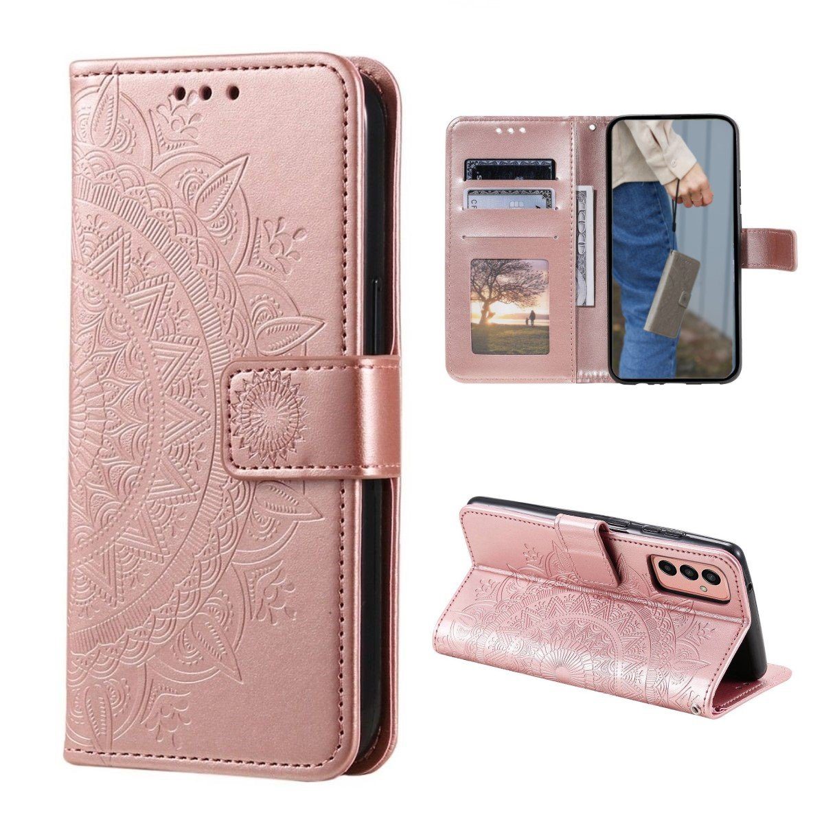 CoverKingz Handyhülle Hülle für Samsung Galaxy A54 5G Handyhülle Flip Case Cover Etui 16,26cm (6,4 Zoll), Klapphülle Schutzhülle mit Kartenfach Schutztasche Motiv