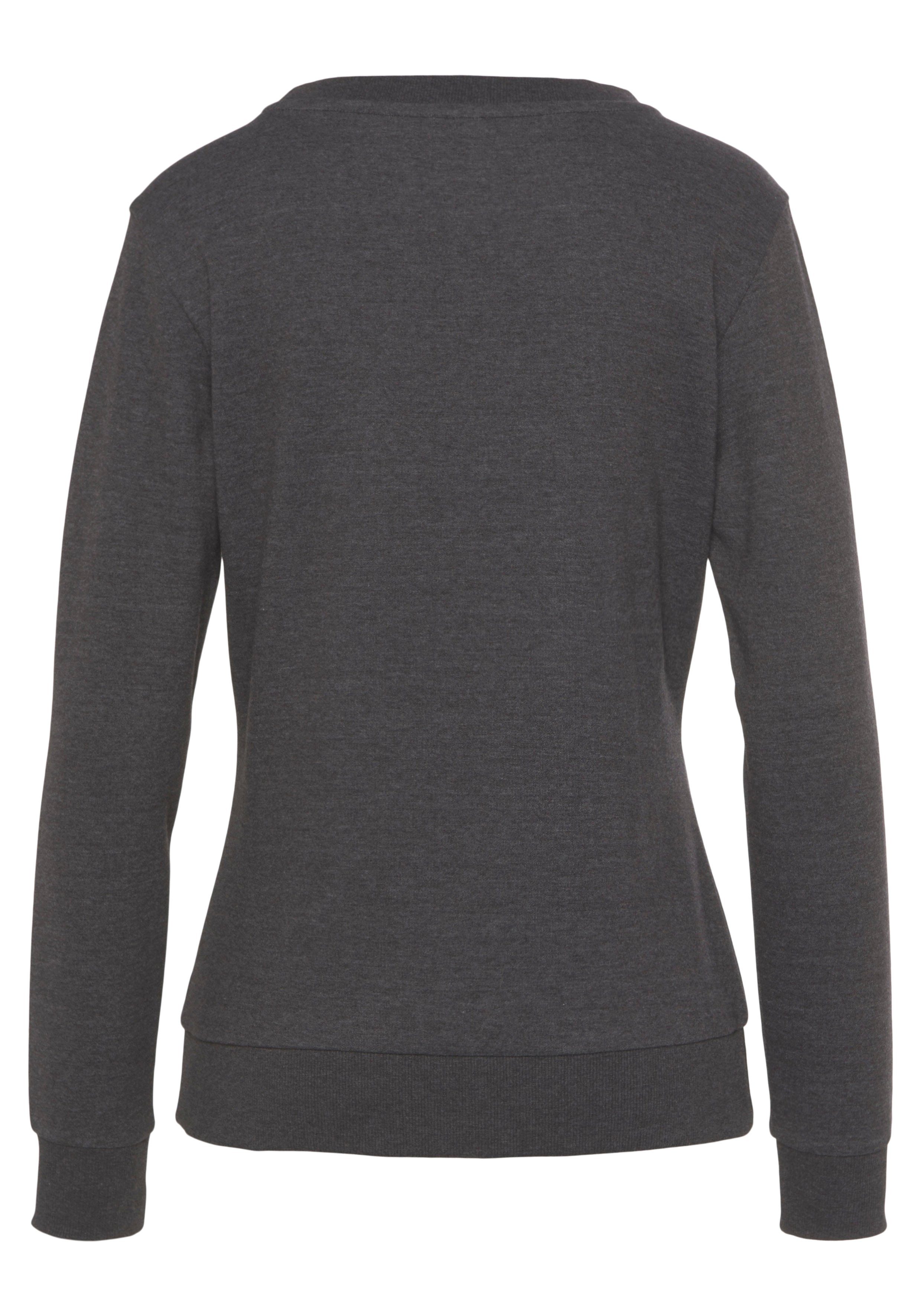 Bench. Loungewear Sweatshirt mit glänzender Logostickerei, Loungewear