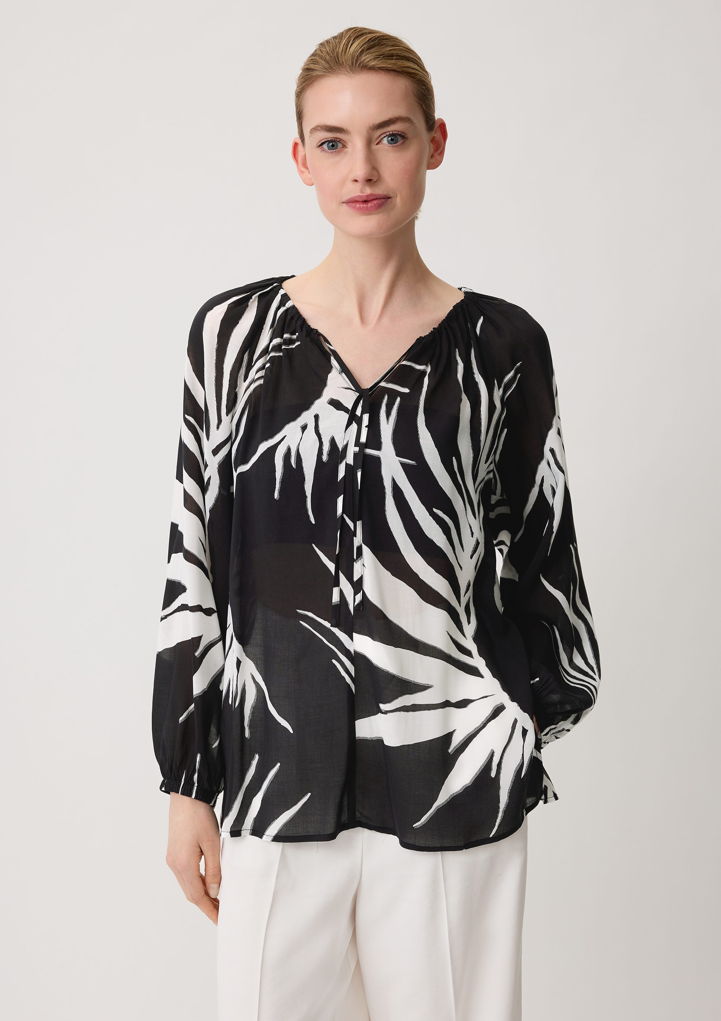 Comma Langarmbluse Viskosebluse mit All-over-Print