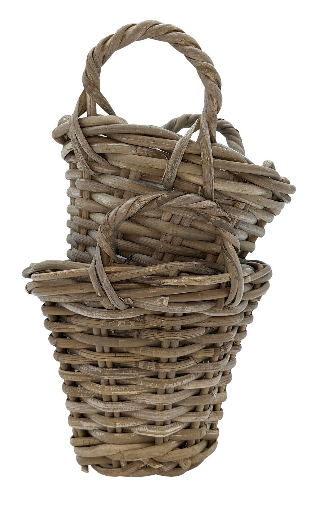 Spetebo Weidenkorb Pflanzkorb mit Henkel - Weide / grau - 20 cm (Set, 2 St., Pflanzkorb mit Henkel), 2er Set Holz Pflanzkorb