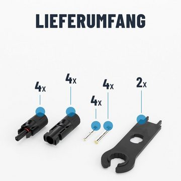 ABSINA 4x Stecker & Buchse + 2x Montageschlüssel, Solarstecker Solarkabel