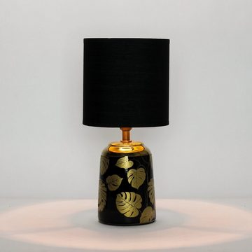 Licht-Erlebnisse Nachttischlampe ROGE, ohne Leuchtmittel, Dekorative Tischlampe Keramik Stoff H:29cm Schlafzimmer