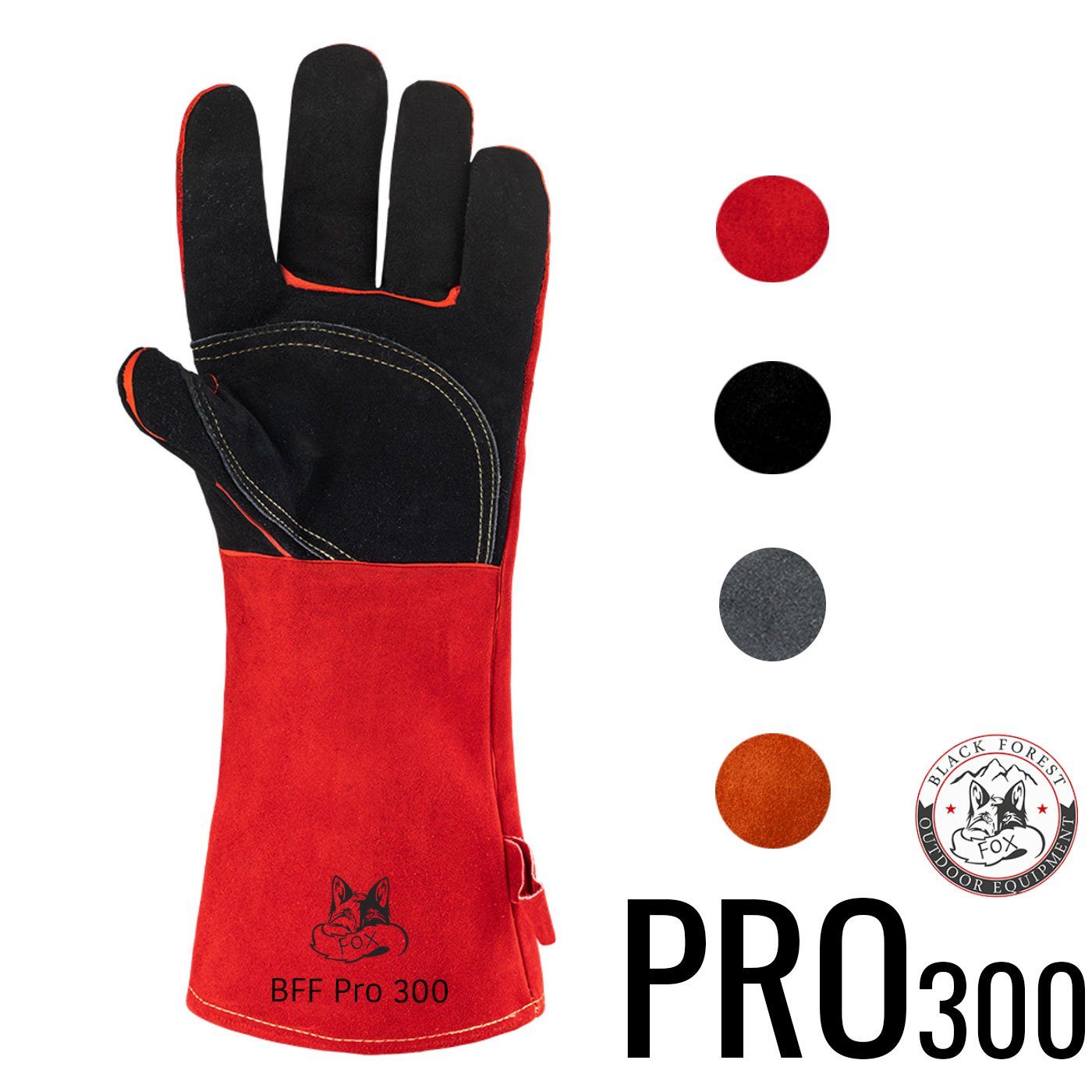 FOREST FOX Grillhandschuhe BLACK 300 Grau Grillhandschuhe, feuerfeste Pro (Set), Aramid