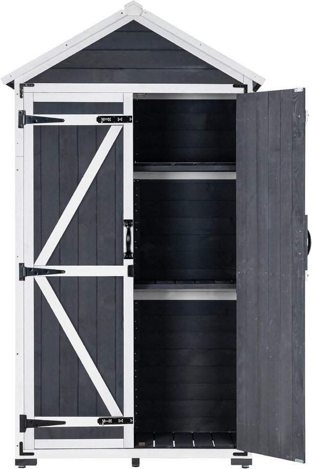 Thumbnail - MCombo Gerätehaus MCombo Gartenschrank Werkzeugschrank 1000, Outdoor-Schrank Gartenbox, Satteldach, Holz,48 X 90 X 178 c...