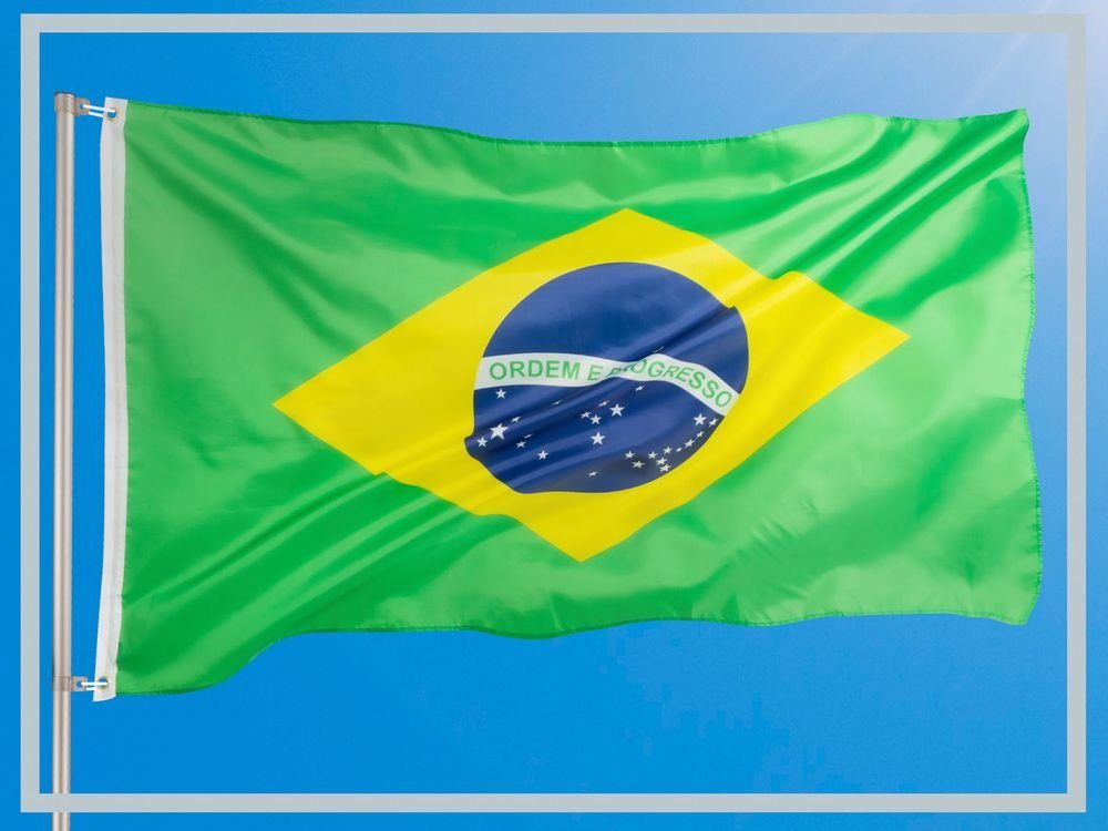 90 PHENO Messing (Hissflagge Fahnenmast), Inkl. cm für Brasilien x Brasilianische Ösen Flagge Nationalfahne FLAGS Flagge Fahne 150 2