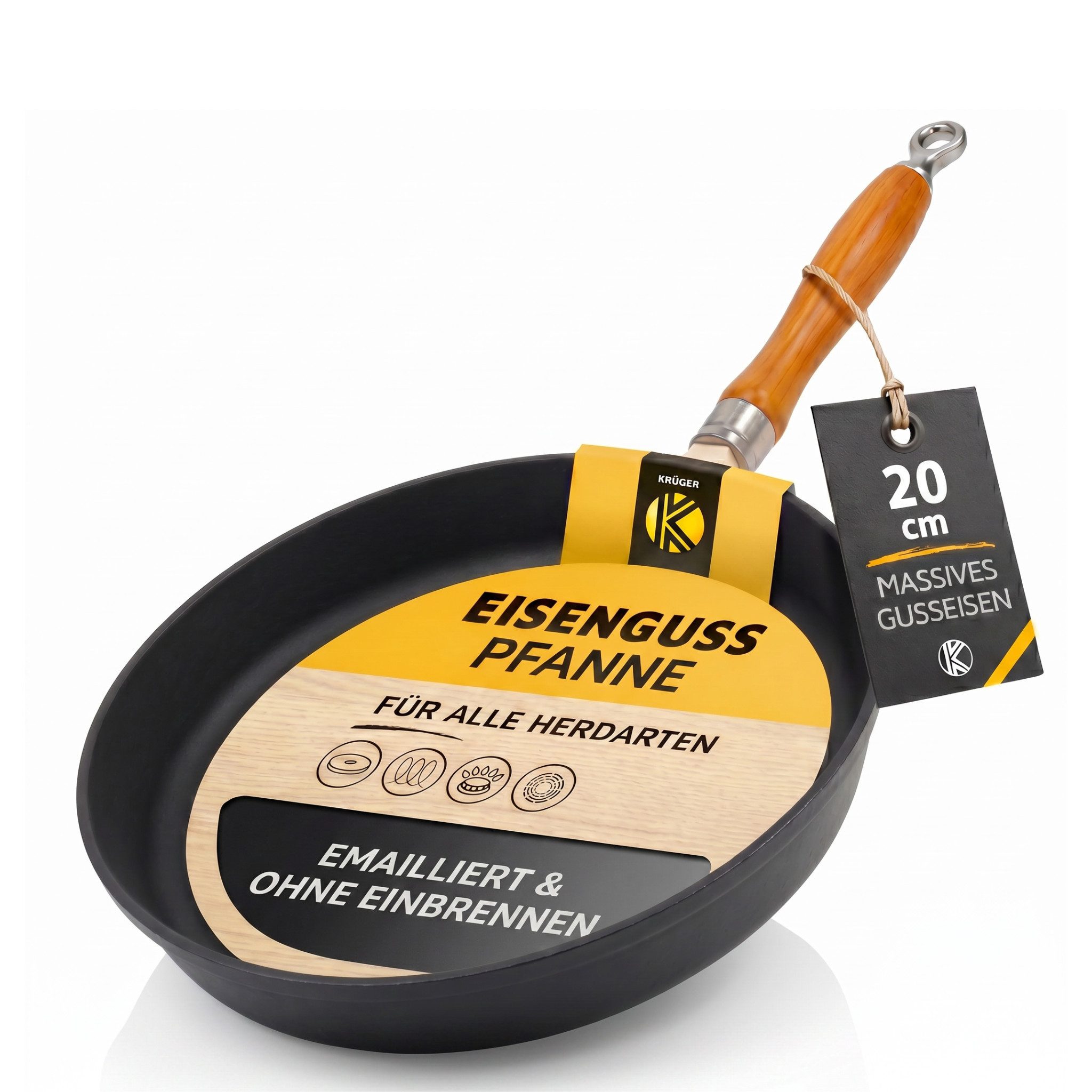 Krüger Bratpfanne Einsenguss Pfanne RUSTICA, Gusseisen (1-tlg), für Induktions-Kochfelder geeignet