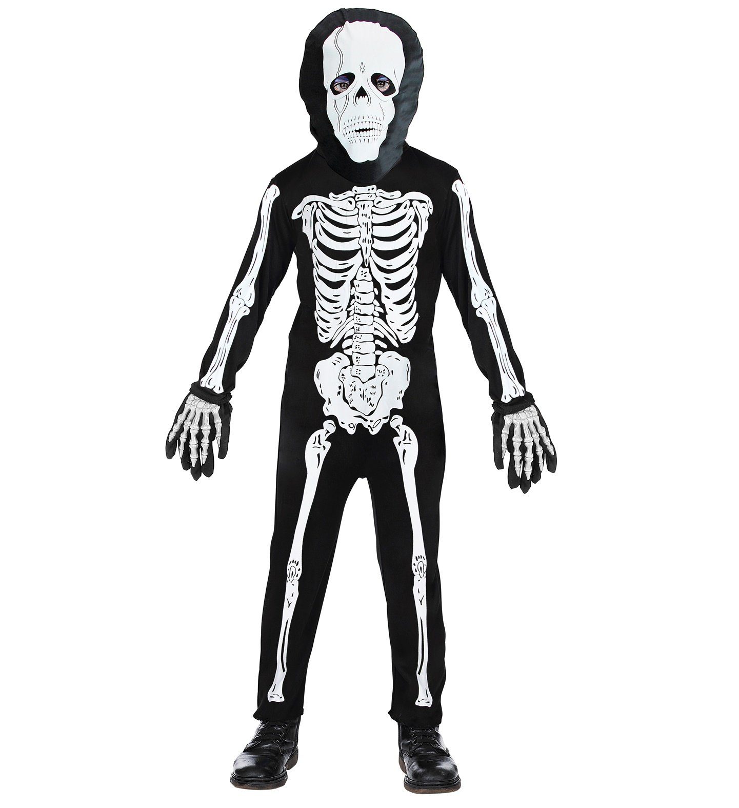 Vampir-Kostüm Halloween Skelett Kinderkostüm mit Maske, Schwarz