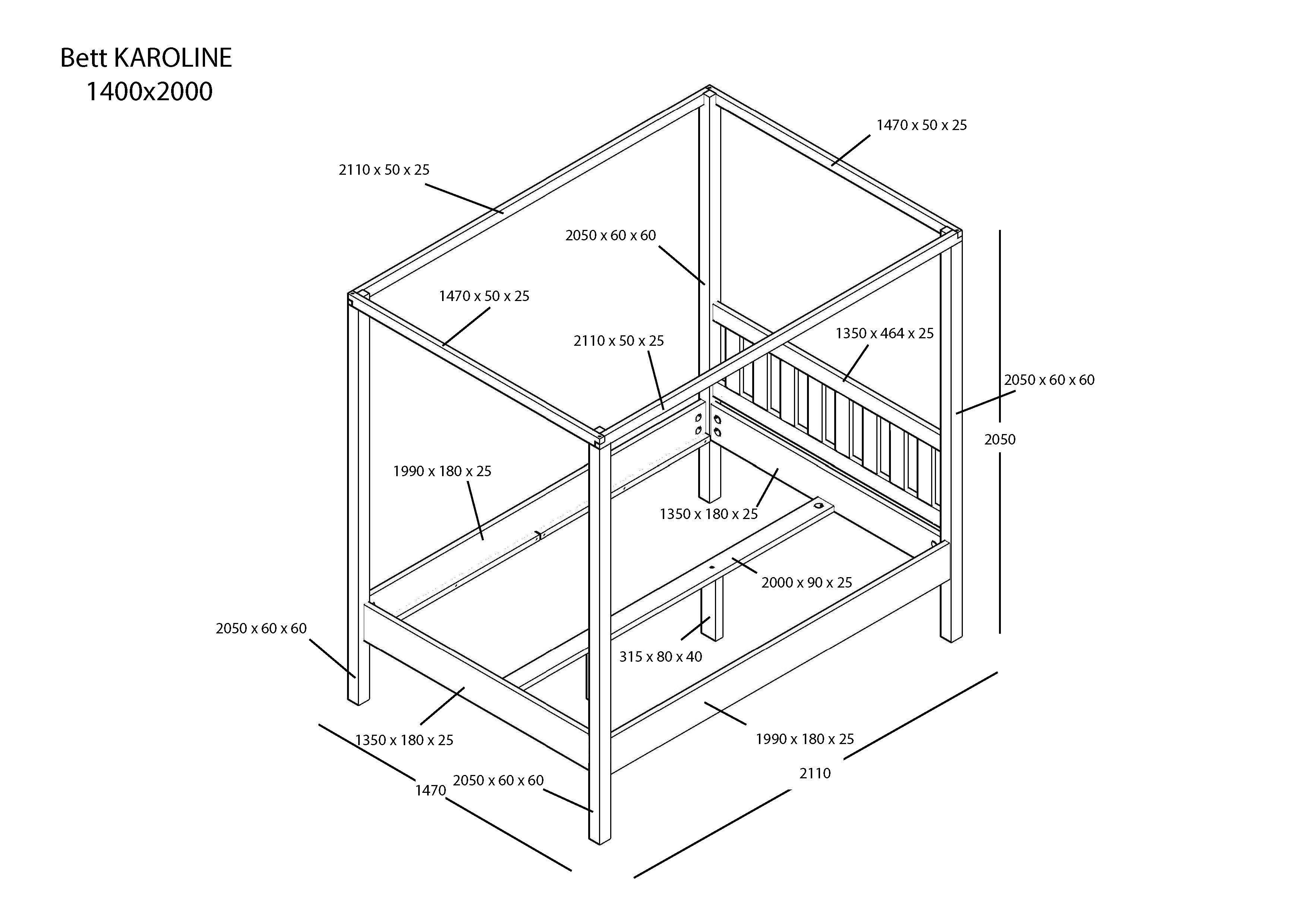 KEHO Himmelbett Karoline Himmelbett, Massivholz, in günstig online kaufen