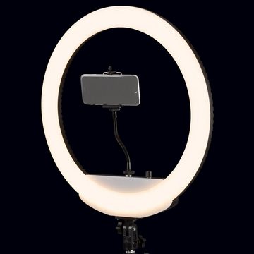 BRESSER Tageslichtlampe MM-26AB Bi-Color LED Ringleuchte 48W dimmbar mit Smartphonehalter und…