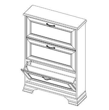 Feldmann-Wohnen Garderoben-Set JUNONA, (Set, 5-St., 1 Schuhschrank + 1 Wandspiegel + 1 Garderobenpaneel + 1 Sitzbank + 1 Garderobenschrank), Gesamtmaße B/T/H: 223-243 cm x 14-40 cm x ca. 238 cm