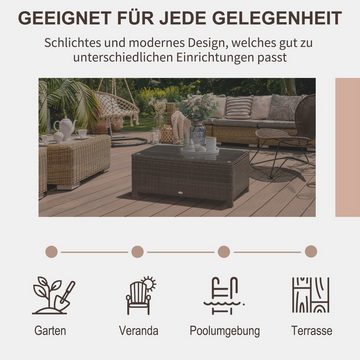 Outsunny Gartentisch Garten Beistelltisch Polyrattan (Balkontisch, 1-St., Couchtisch), Braun 85 x 50 x 39 cm