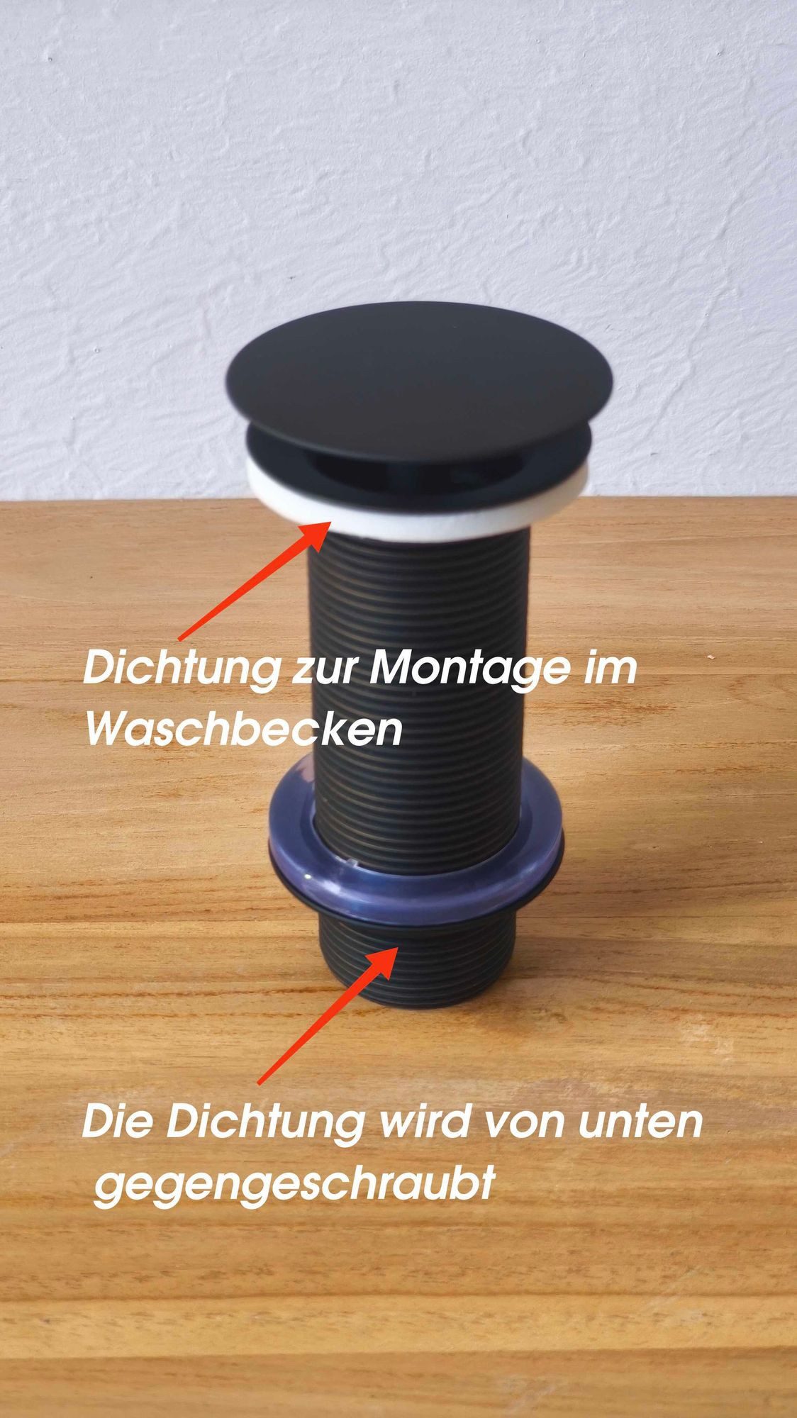 Thumbnail - wohnfreuden Ablaufventil 90 mm Pop-up Ablauf-Ventil matt weiß, 52003