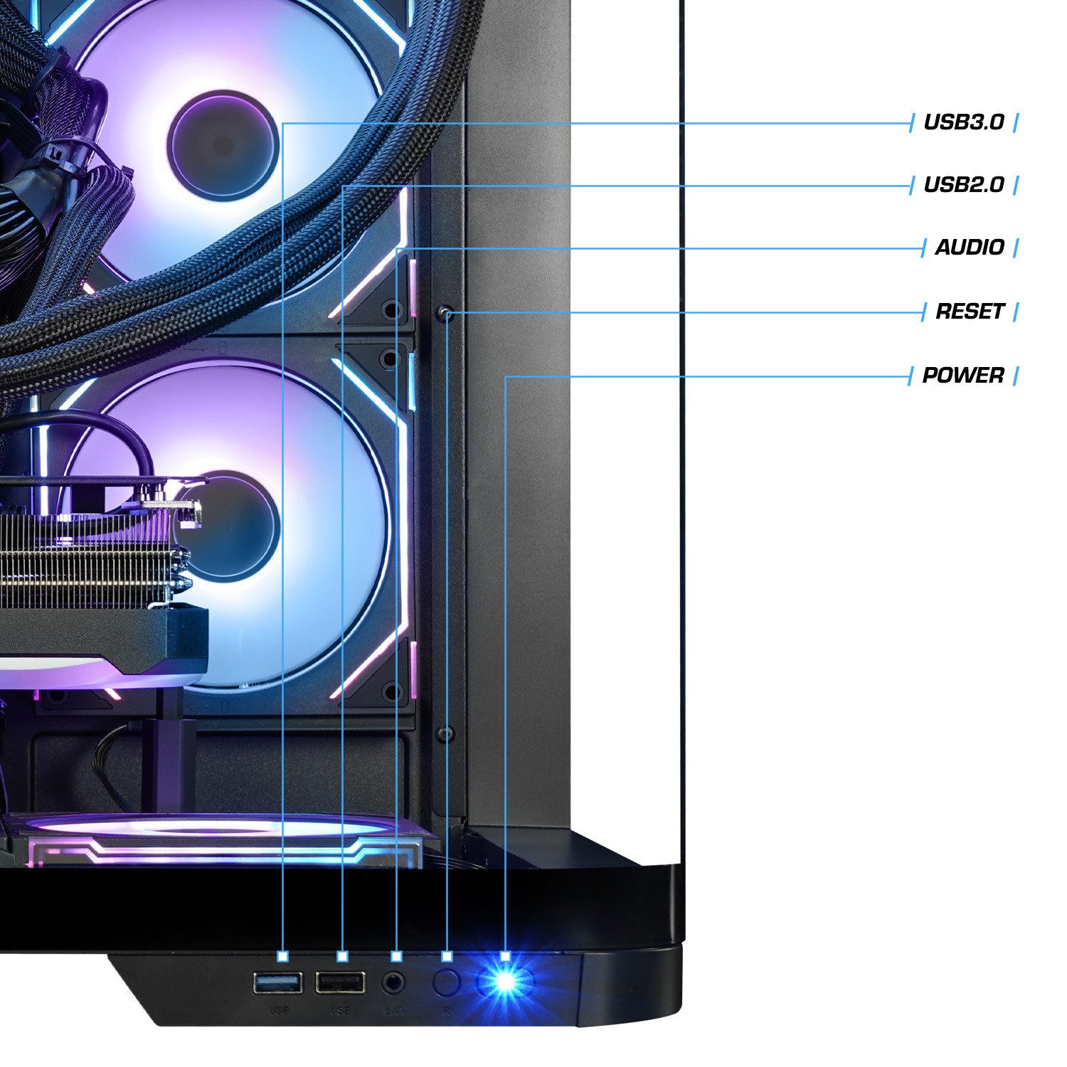 Kiebel Panorama Curve IX Gaming-PC (AMD Ryzen 7 AMD Ryzen 7 9700X, RTX 5070 Ti, 64 GB RAM, 4000 GB SSD, Wasserkühlung, WLAN, ARGB-Beleuchtung)