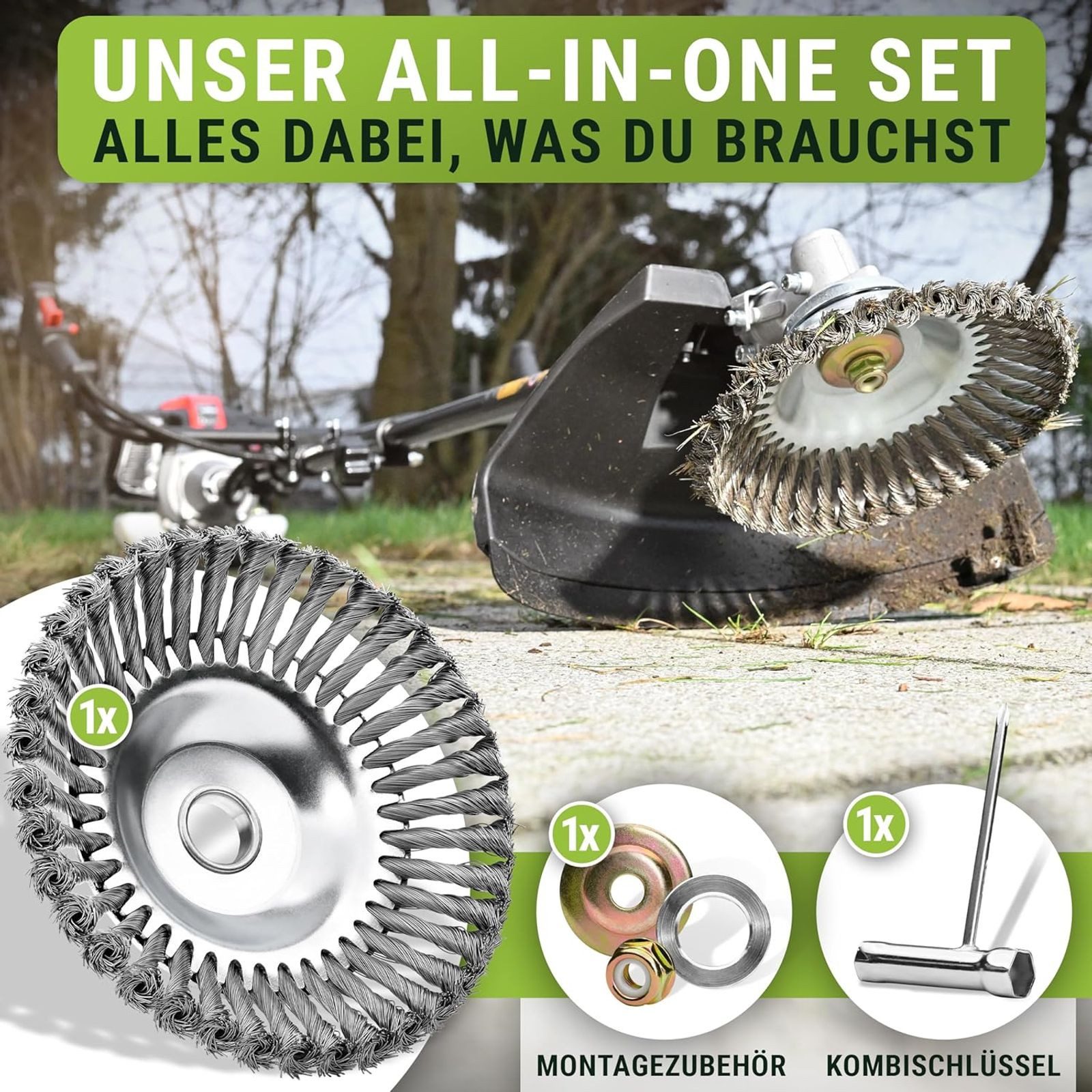 WENDOWERK Reinigungsbürste Profi Unkrautbürste für Freischneider 25,4mm Wildkrautbürste Zubehör