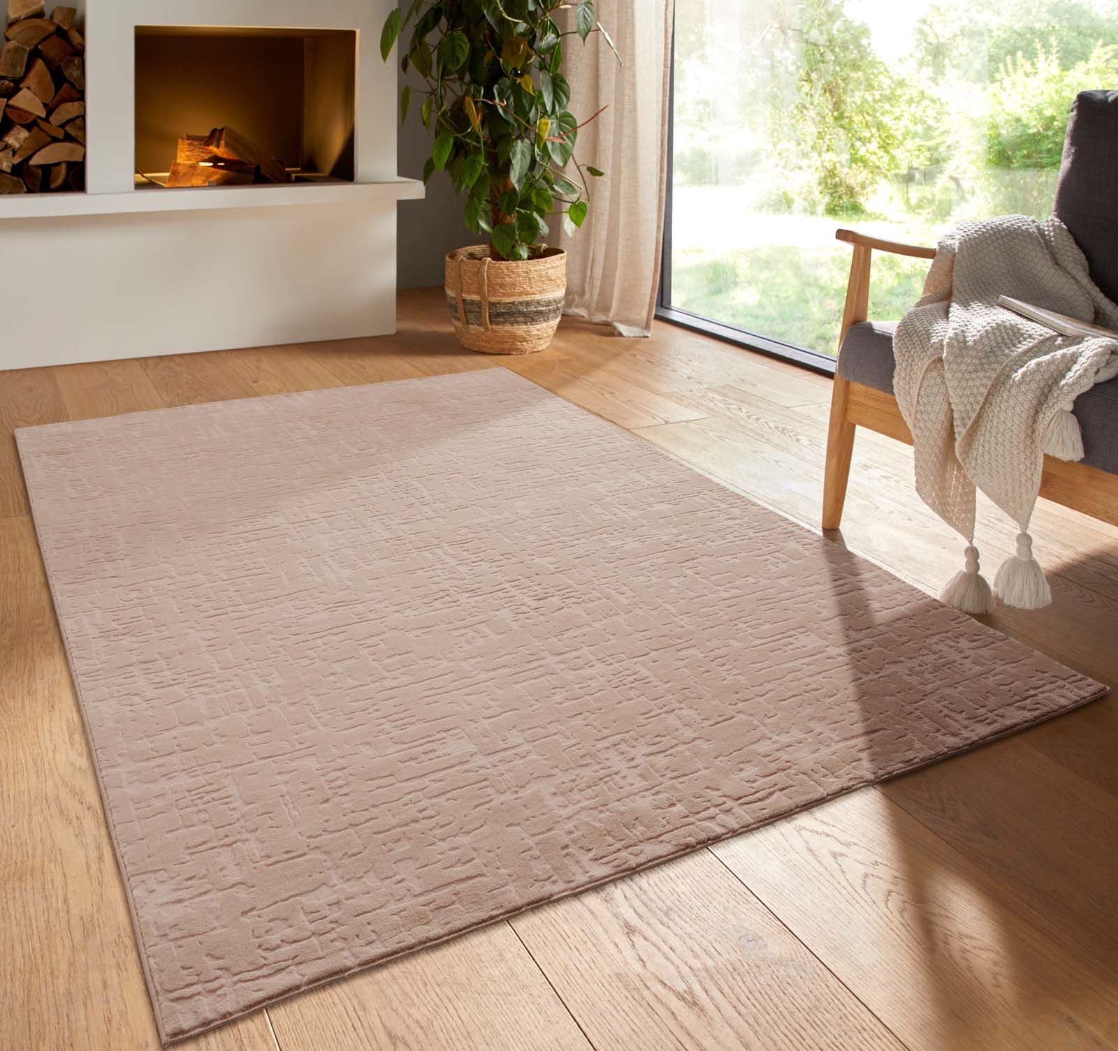 TaraCarpet Teppich TaraCarpet Homestyle 399 Vintage, rechteckig, Höhe: 10 mm, Vintage hoch-tief weich waschbar beige 50x80