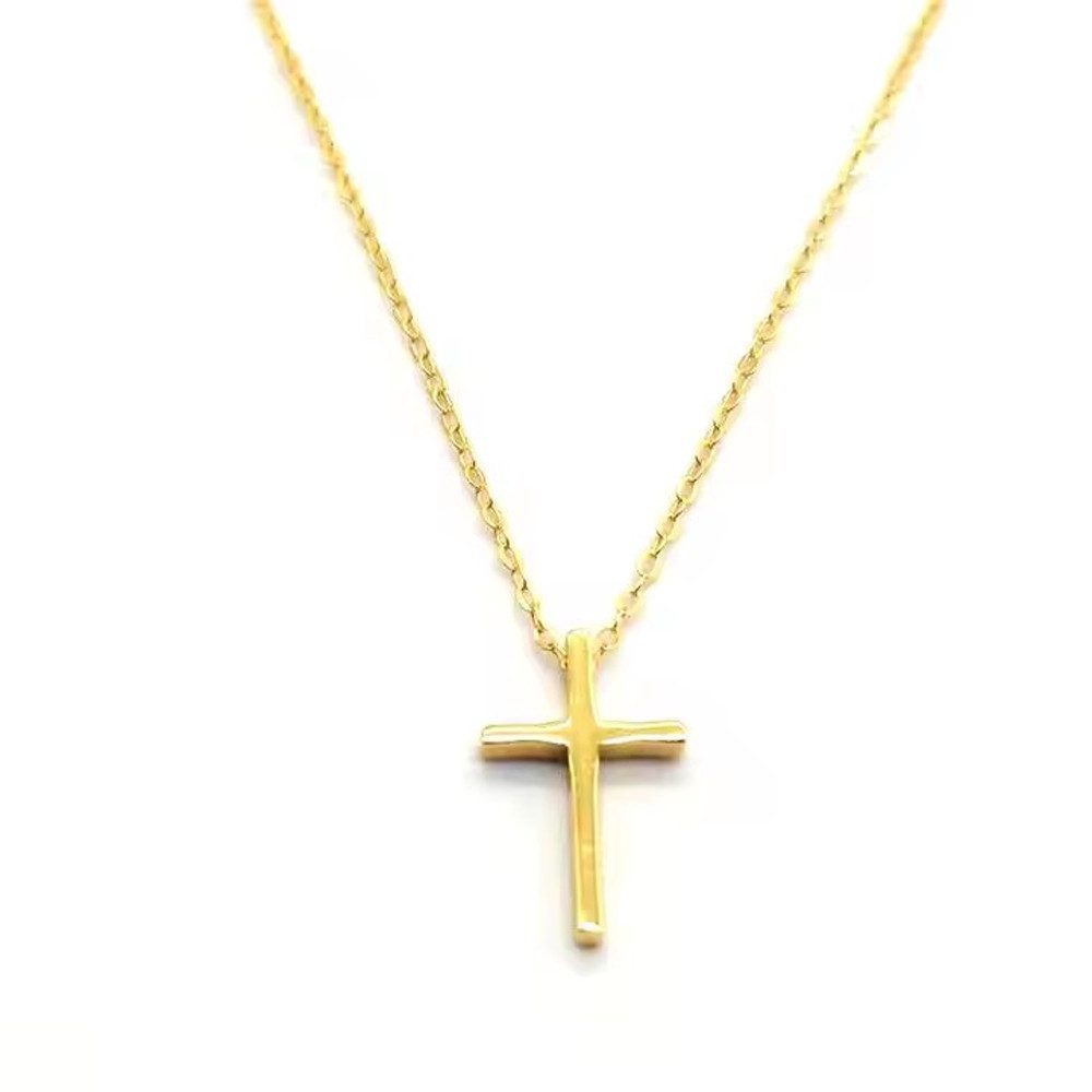 Kette mit Anhänger zarte Kette mit kleinem Kreuz Anhänger, minimalistisch, christlich