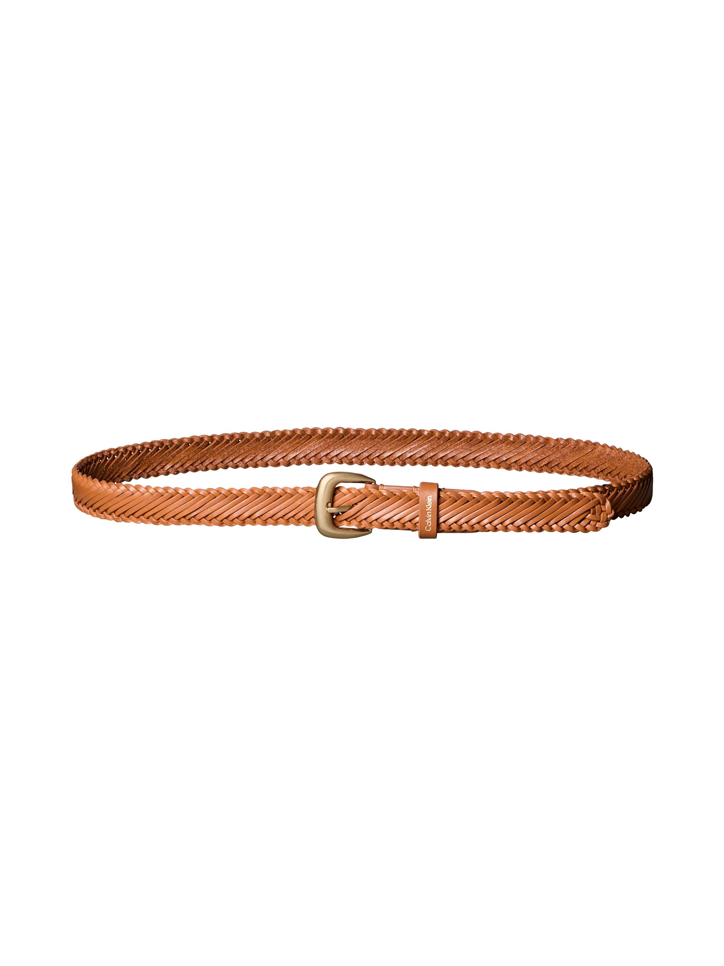 Calvin Klein Ledergürtel BRAIDED LOGO BUCKLE 25MM Größenverstellbar mit Metallschließe