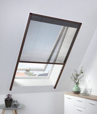 Insektenschutzrollo für Dachfenster, hecht international, transparent, verschraubt, braun/anthrazit, BxH: 110x160 cm