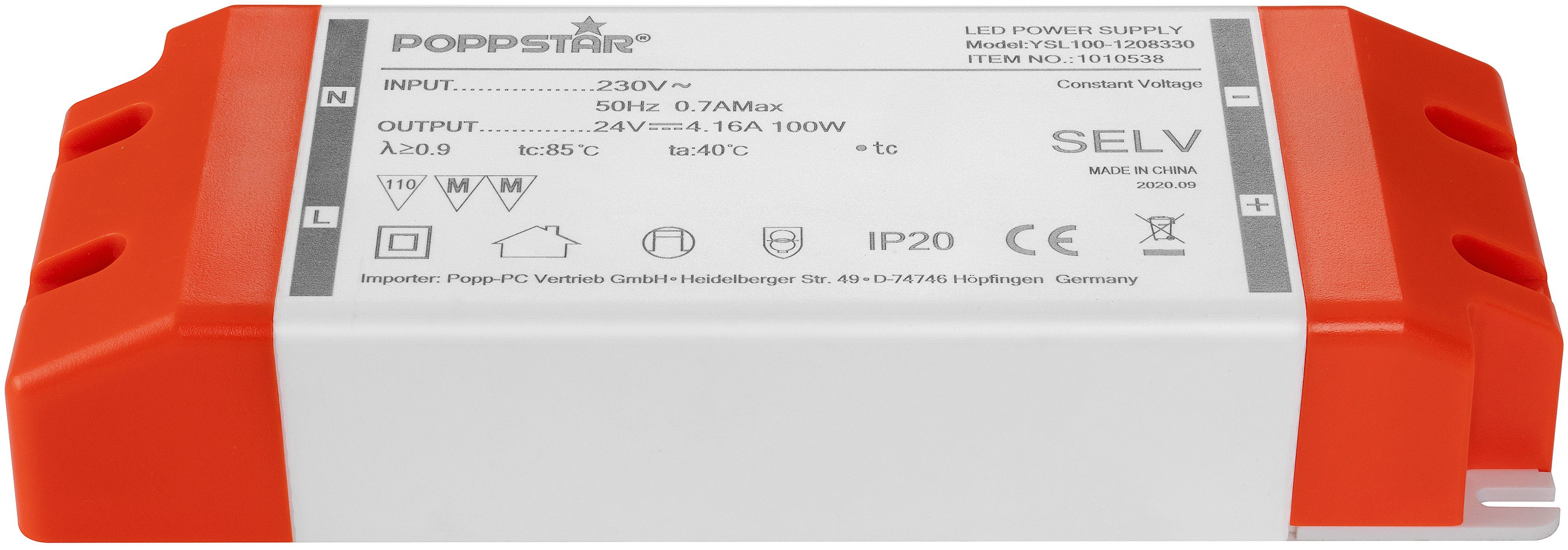 für AC W (24V LEDs) 100 Trafo LED LED Trafo DC Watt 230V / Poppstar Transformator 24V bis 1 4,16A