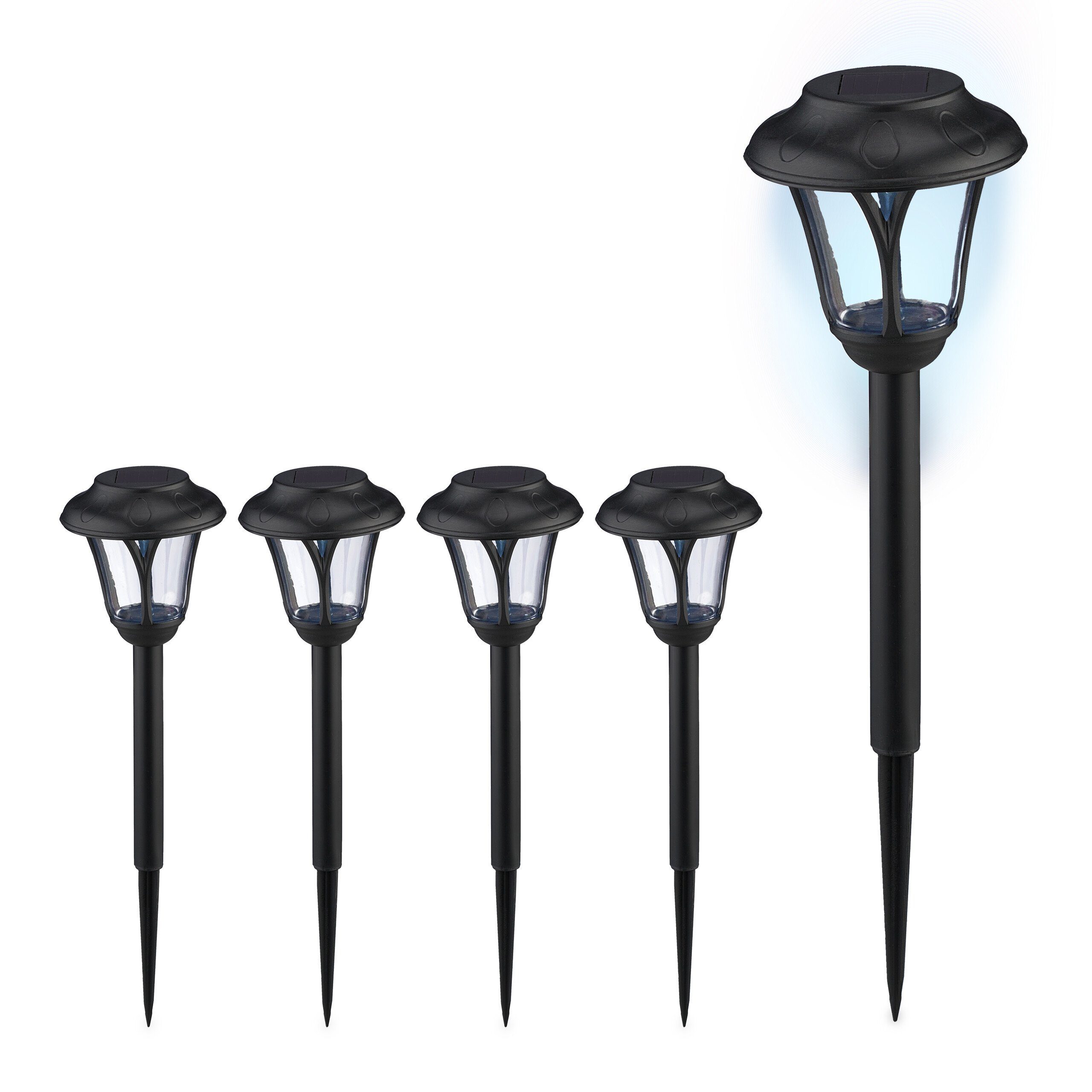 relaxdays LED Solarleuchte Solarlampen Set, 5er Pack