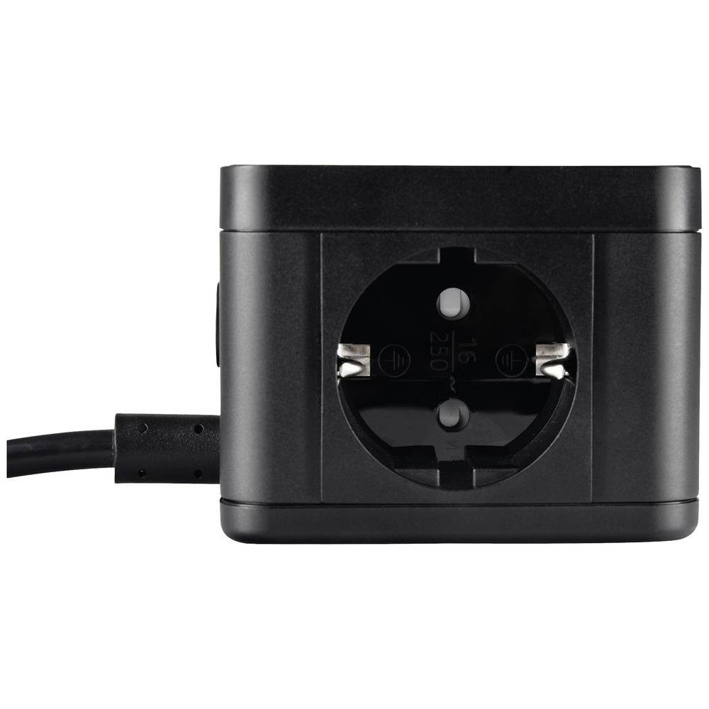 as - Schwabe as - Schwabe Steckdosentower 2-Fach, 230V/16A, QI-Wireless 18220 Steckdosenleiste, mit USB-Ladeausgang, mit QI-Ladefunktion