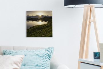 OneMillionCanvasses® Leinwandbild Schweiz - Alpen - Wasser, (1 St), Leinwand Bilder für Wohnzimmer Schlafzimmer