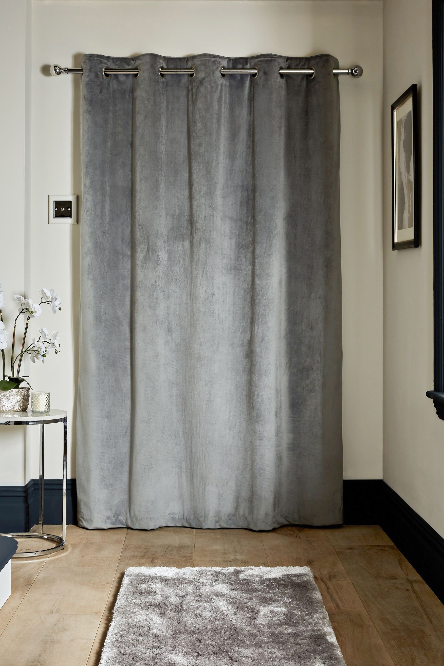 Vorhang Tür-Ösenvorhänge aus Mattsamt, Next, (1 St) Charcoal Grey