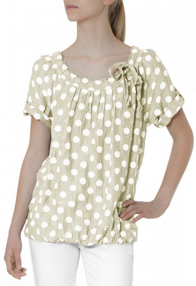 Caspar Shirtbluse BLU001 Damen leichte Sommerbluse mit weißen Punkten