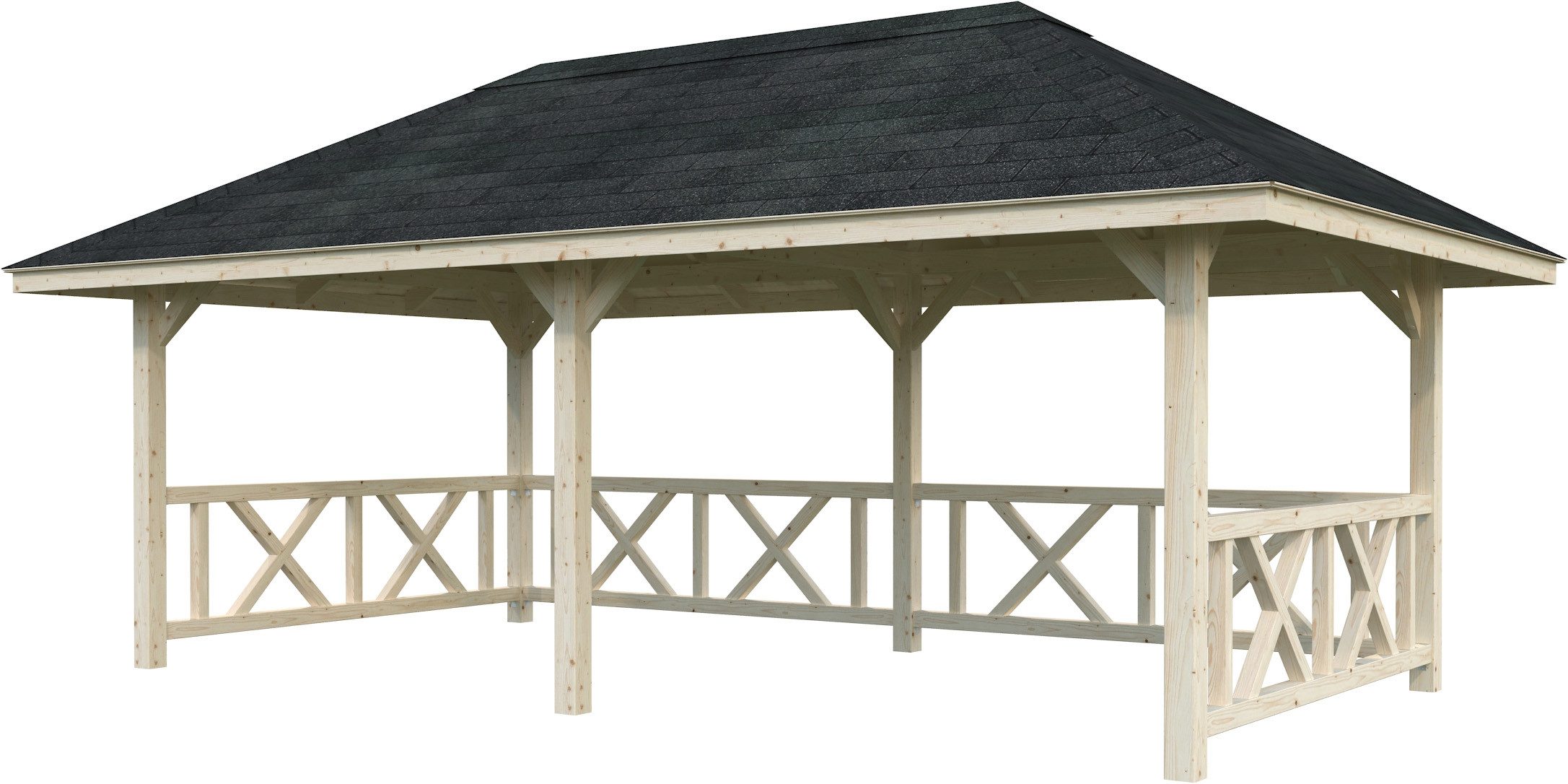 Palmako Holzpavillon Bianca 16,6 m² Set 107, (Set), BxTxH: 672x384x319 cm