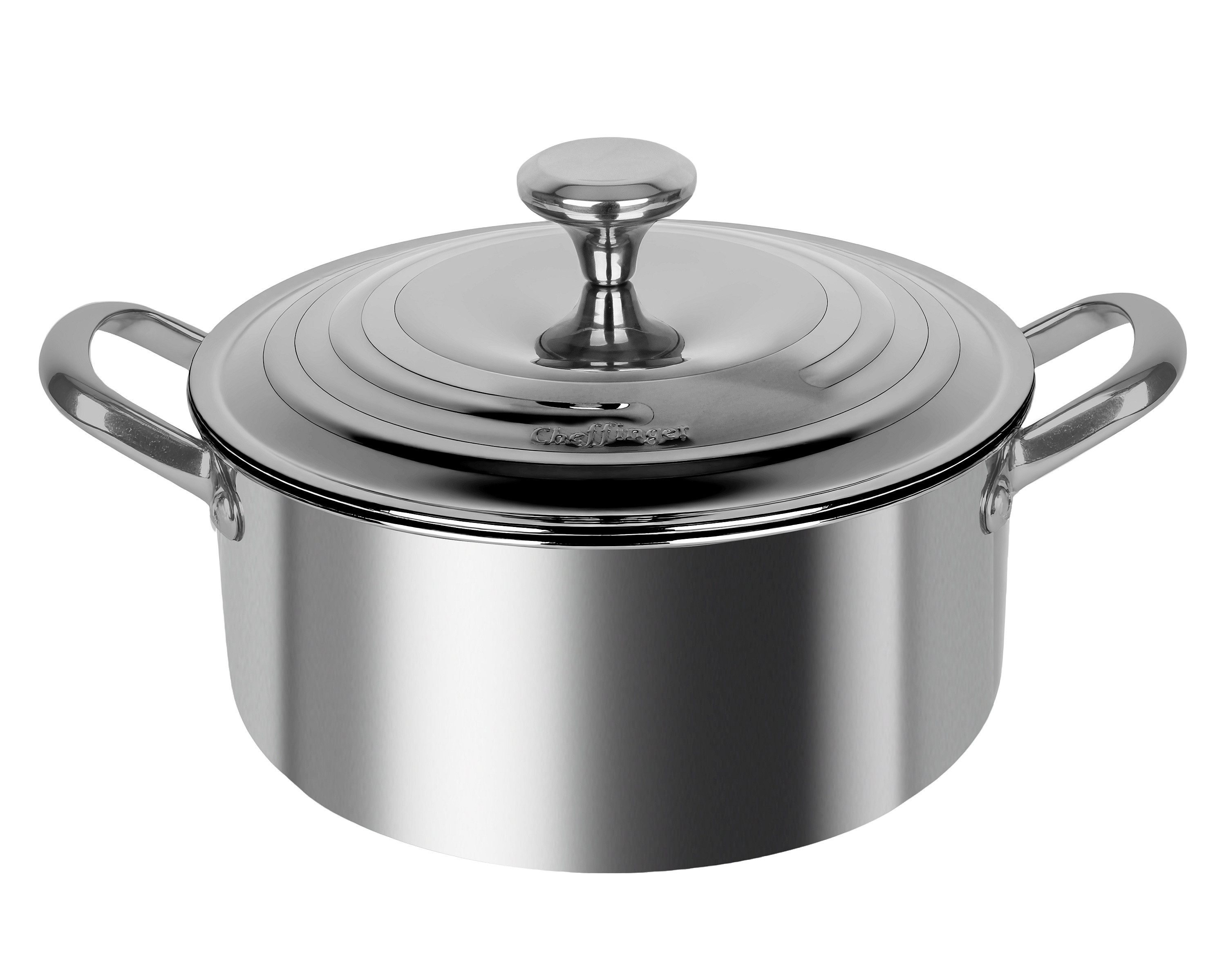 Topf-Set Kochtopf Topf Ø24cm Edelstahl mit Deckel Induktion Cheffinger 3PLYNC24