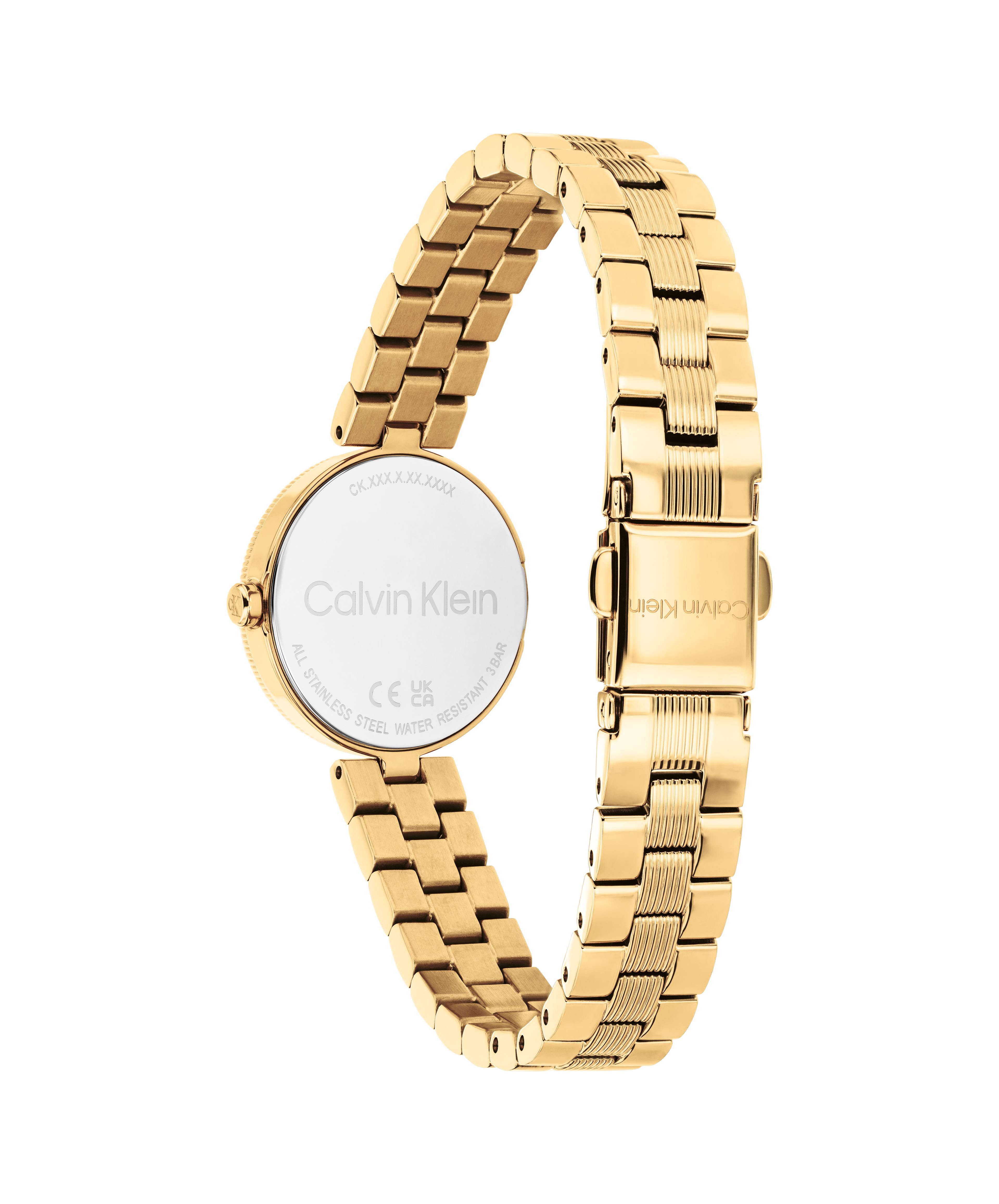 Calvin Klein Quarzuhr GLEAM 25100225, Armbanduhr, Damenuhr, Edelstahlarmband, analog, Glaskristalle