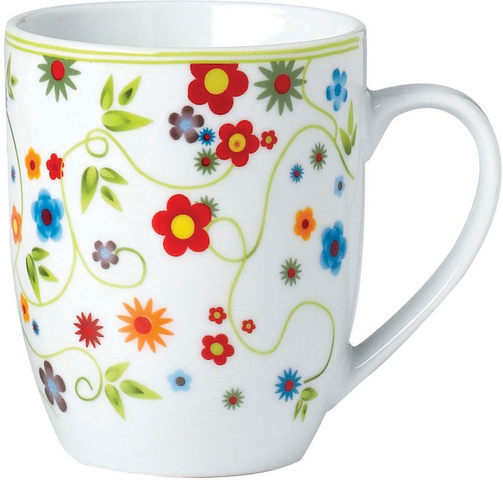 van Well Becher Vario Flower, 6-tlg., Porzellan, spülmaschinen- und mikrowellengeeignet, 6-teilig