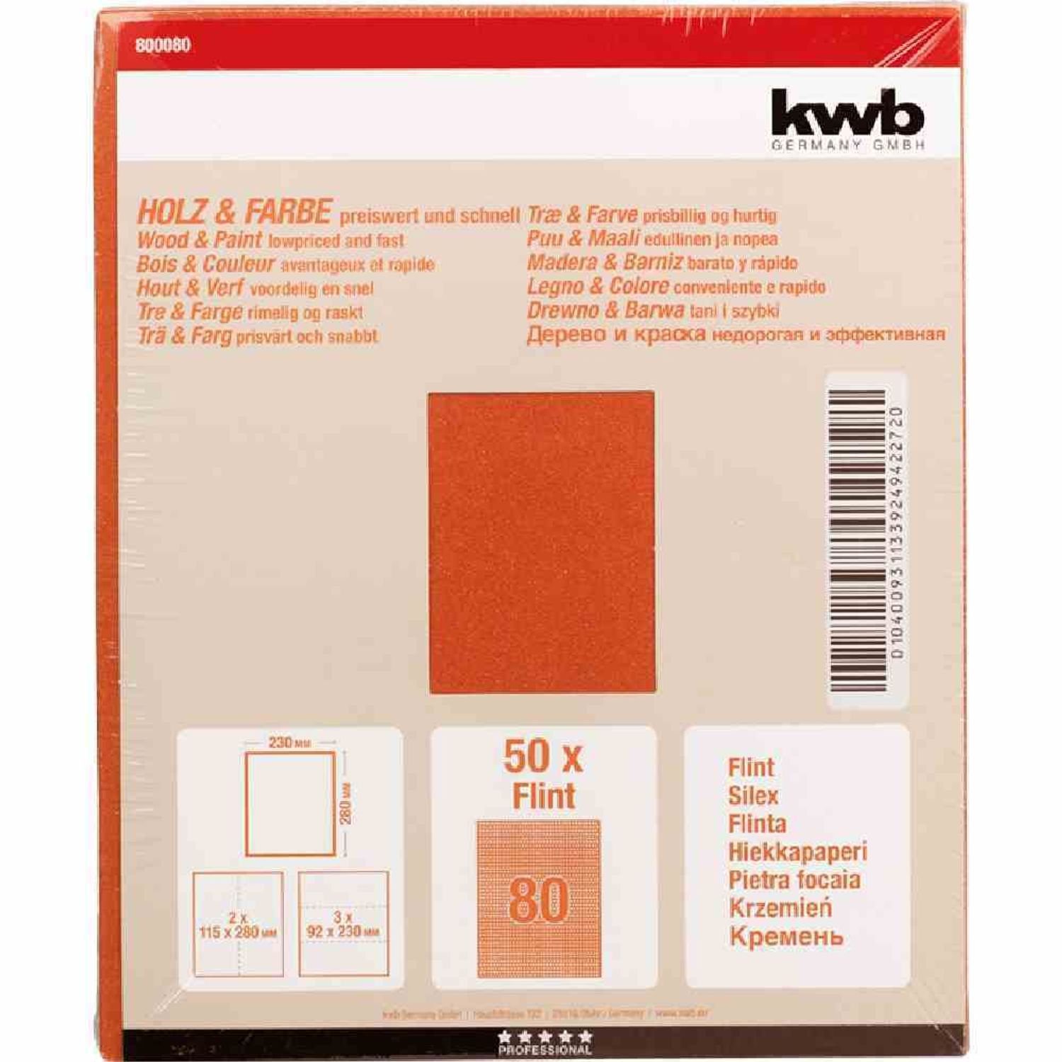 kwb Schleifpapier Schleifpapier Holz St) K 80 Farbe & Körnung Stück, 50 80, Inhalt (50