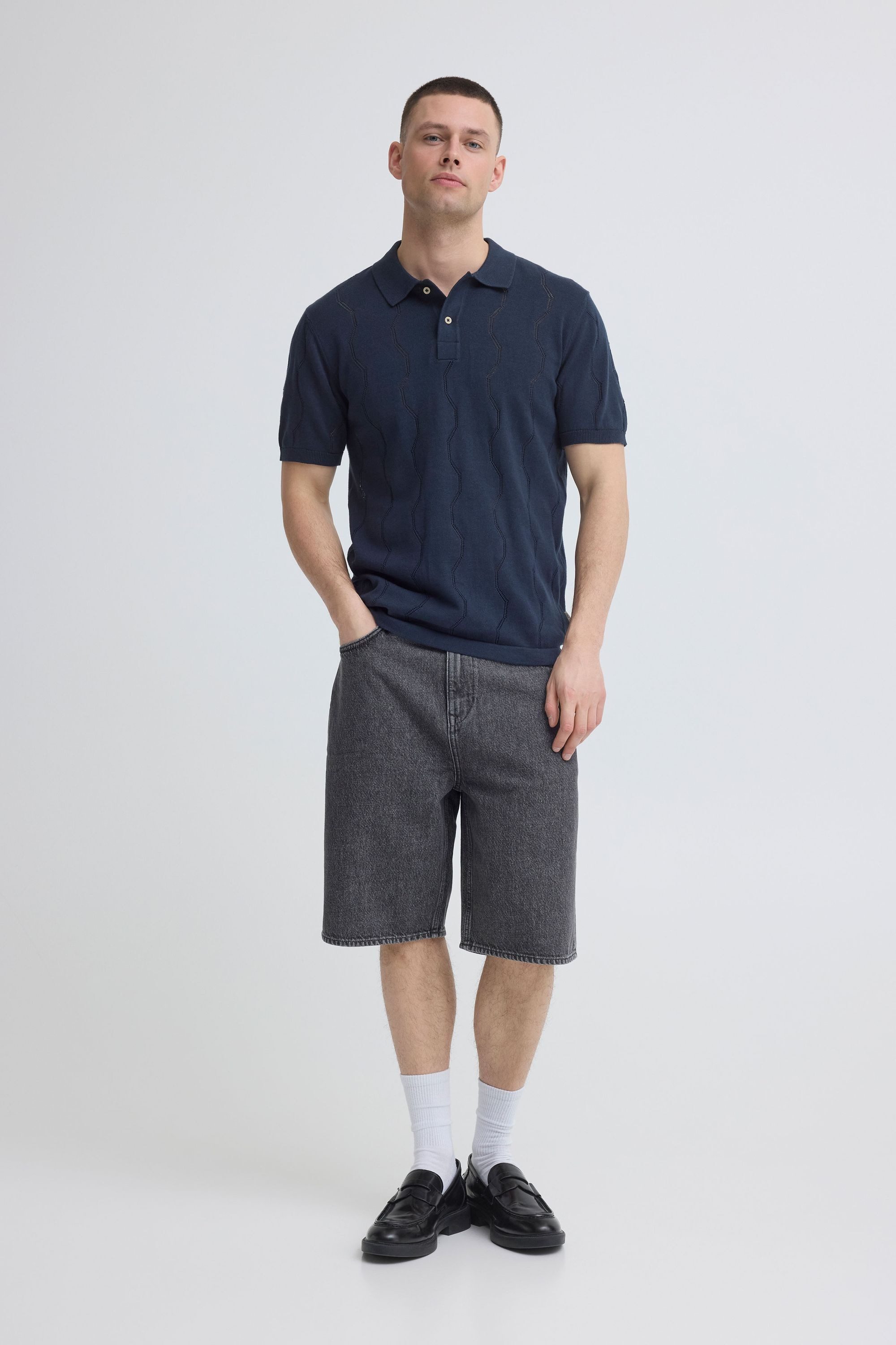 Blend Poloshirt BHDuran Knit (1-tlg) Modernes Poloshirt mit Lochstrickmuster