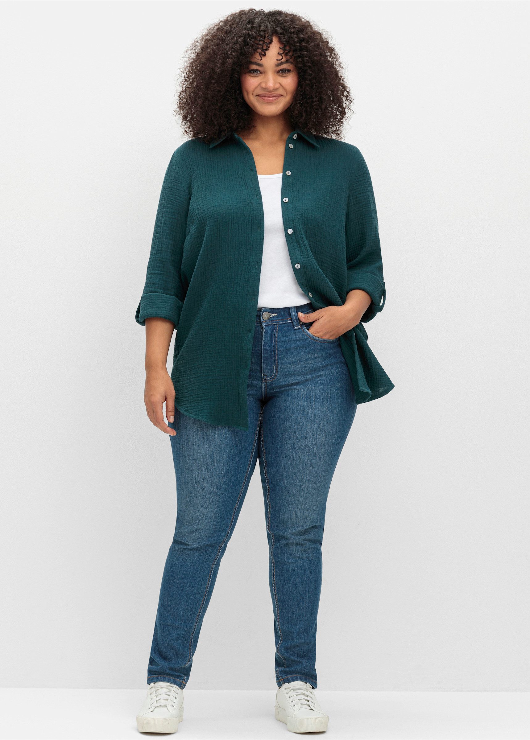 Sheego Klassische Bluse Baumwollbluse günstig online kaufen